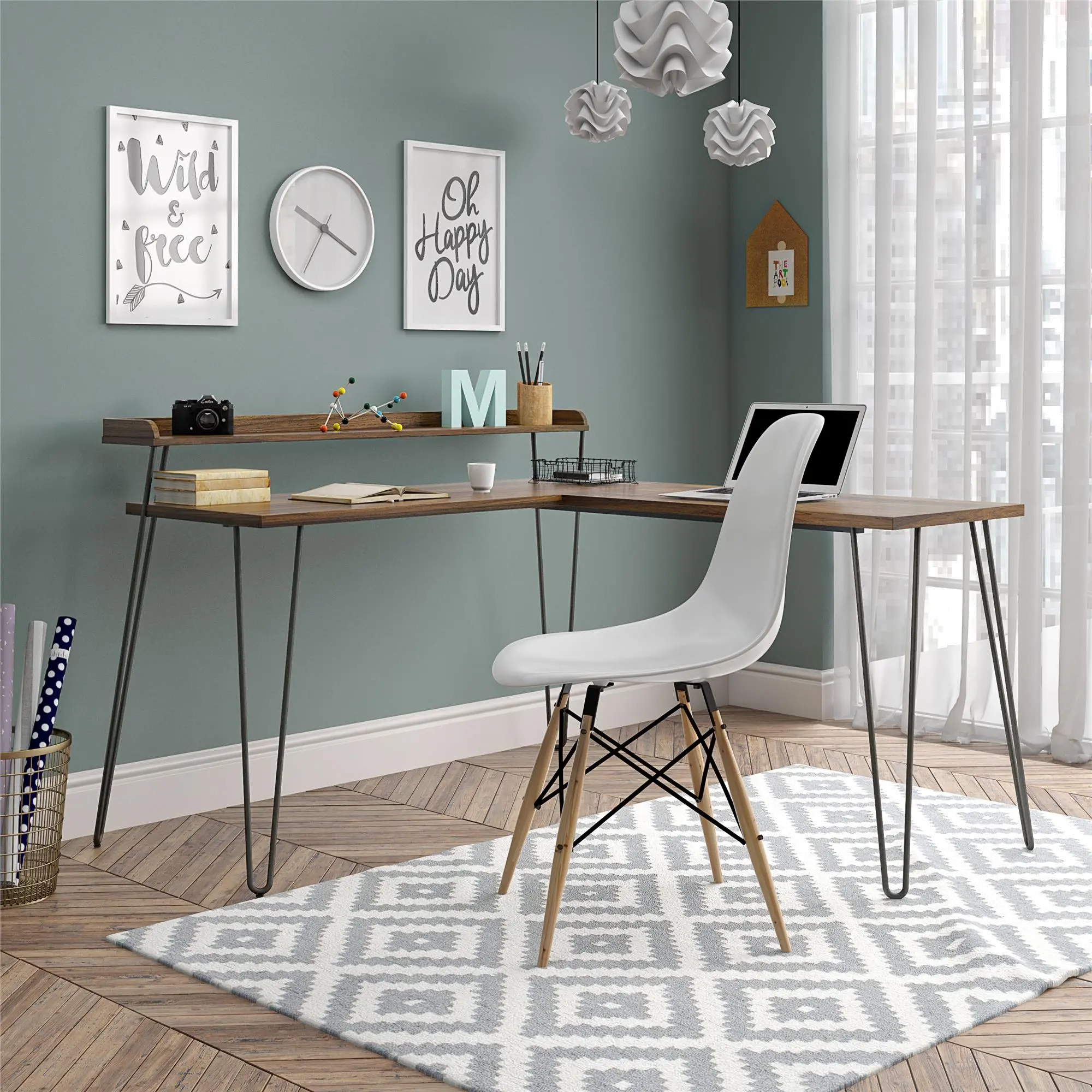Haven Walnut L-Shaped Desk with Riser-2