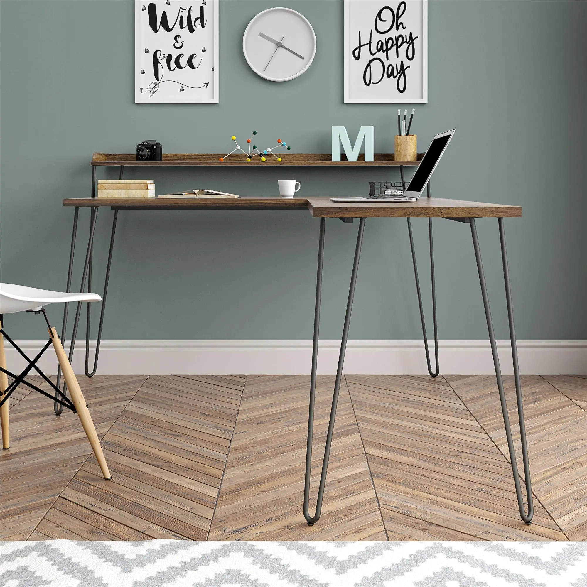 Haven Walnut L-Shaped Desk with Riser-3