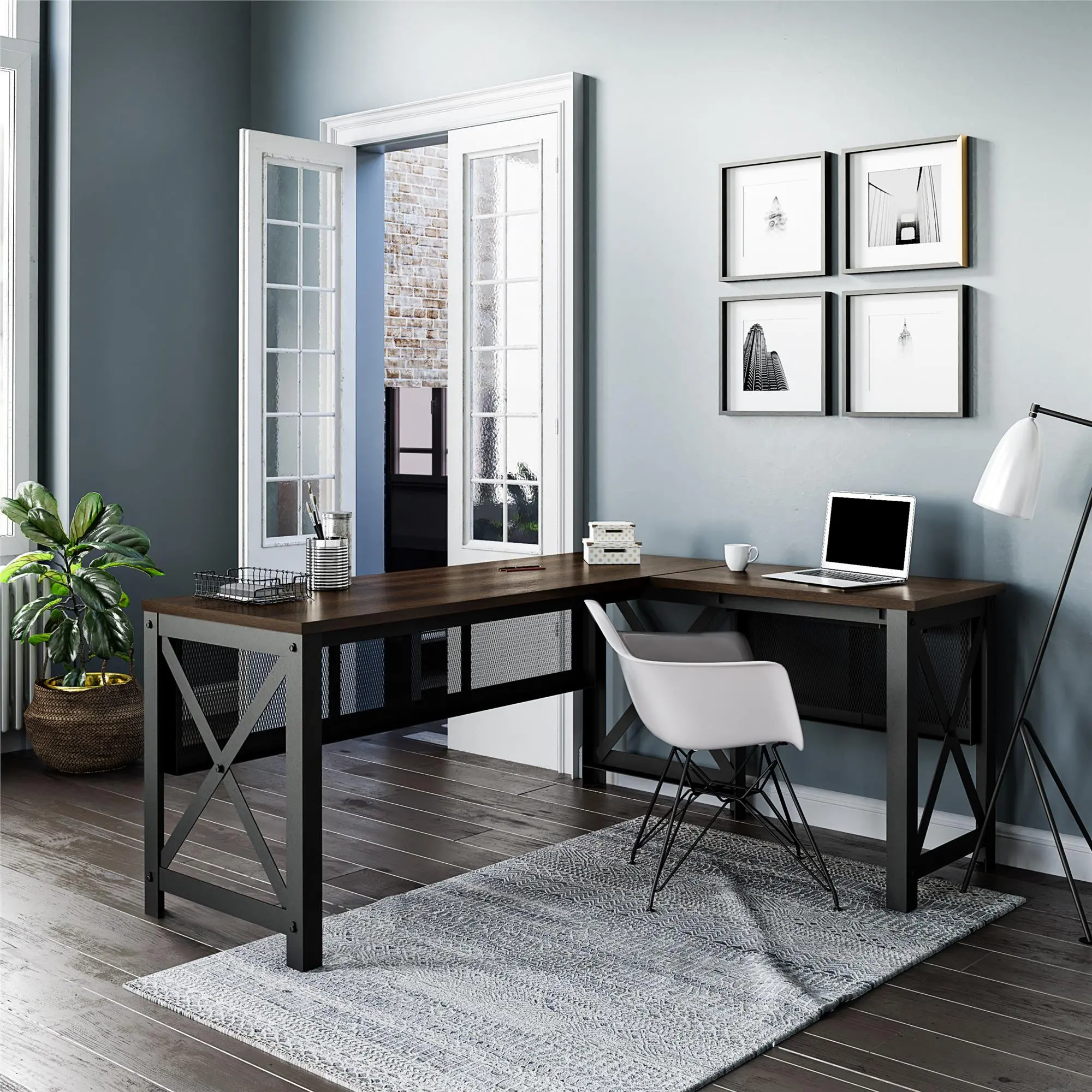 Hudson Walnut L-Shaped Desk with Lift Top-3