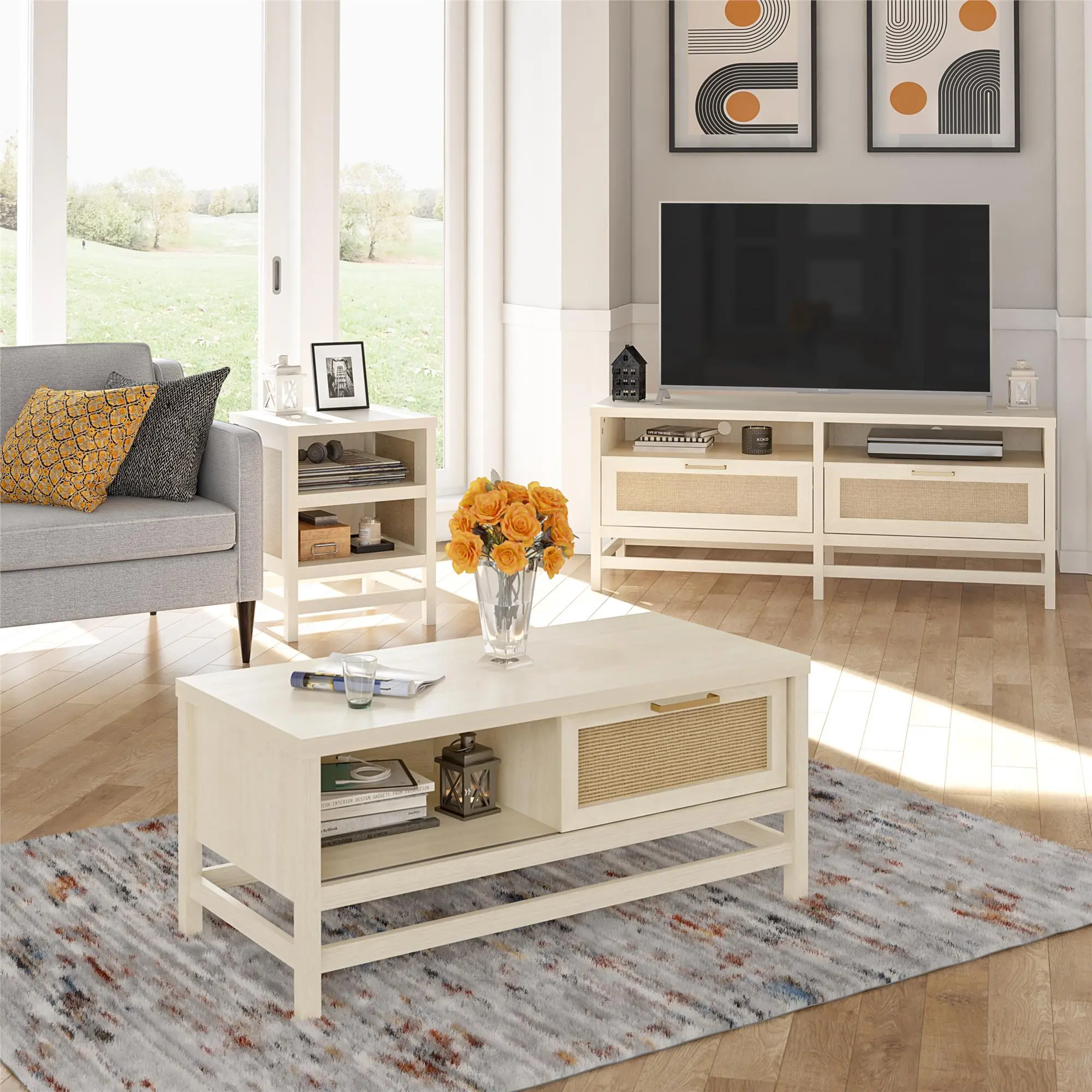 Lennon Ivory Oak 60  TV Stand-3
