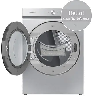 DVE53BB8700T Samsung Bespoke 7.6 cu ft Electric Dryer with Smart Dial - Silver Steel 53BB8700-9