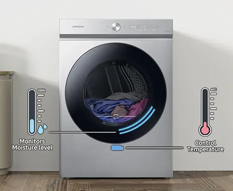 DVE53BB8700V Samsung Bespoke 7.6 cu ft Electric Dryer with Smart Dial - Brushed Black 53BB8700-8
