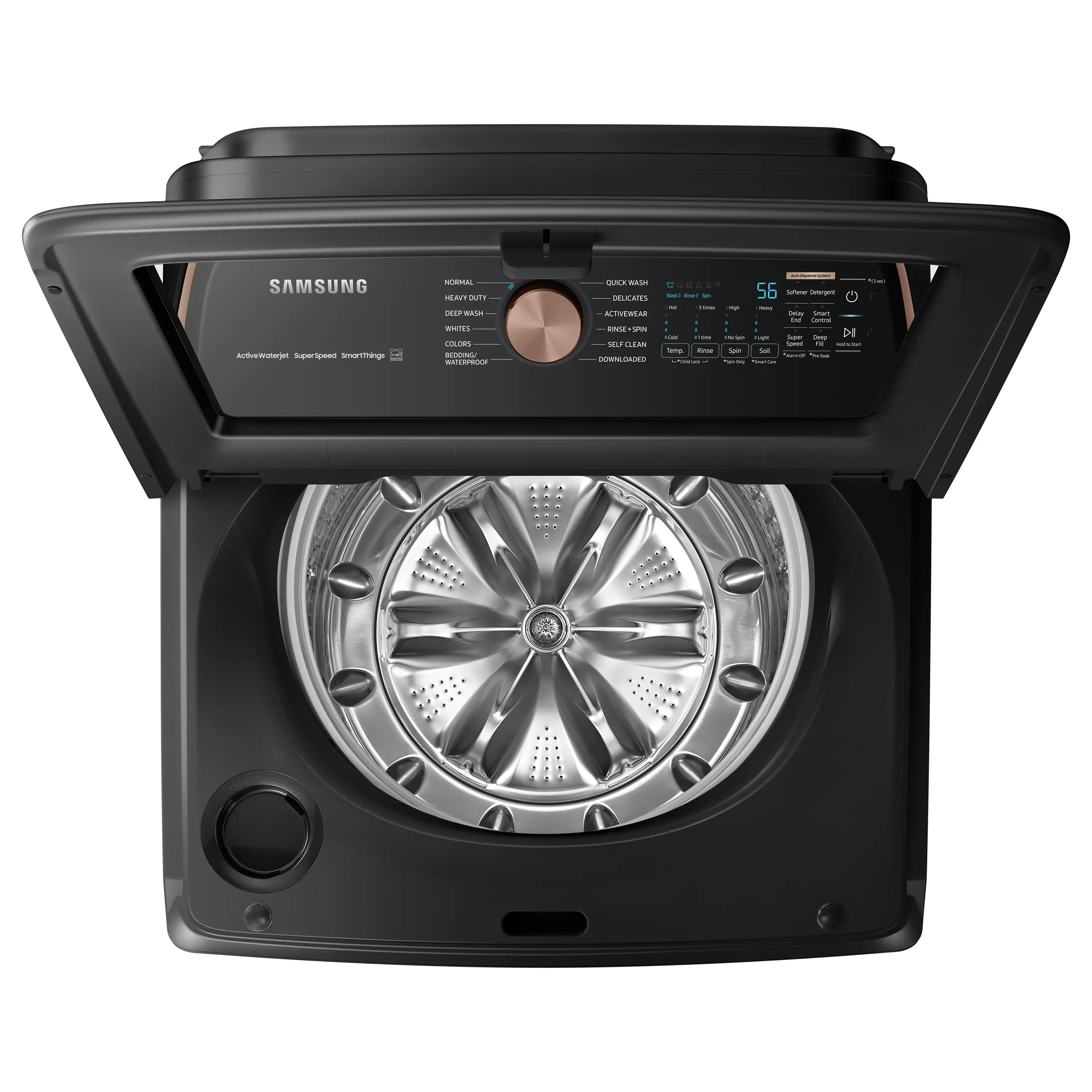 WA55A7700AV Samsung 5.5 cu ft Top Load Washer - Brushed Black 53BB8900-5