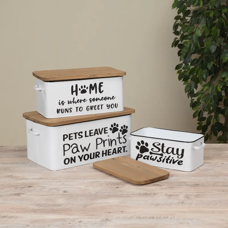 Fido Small Metal Box with Wood Lid