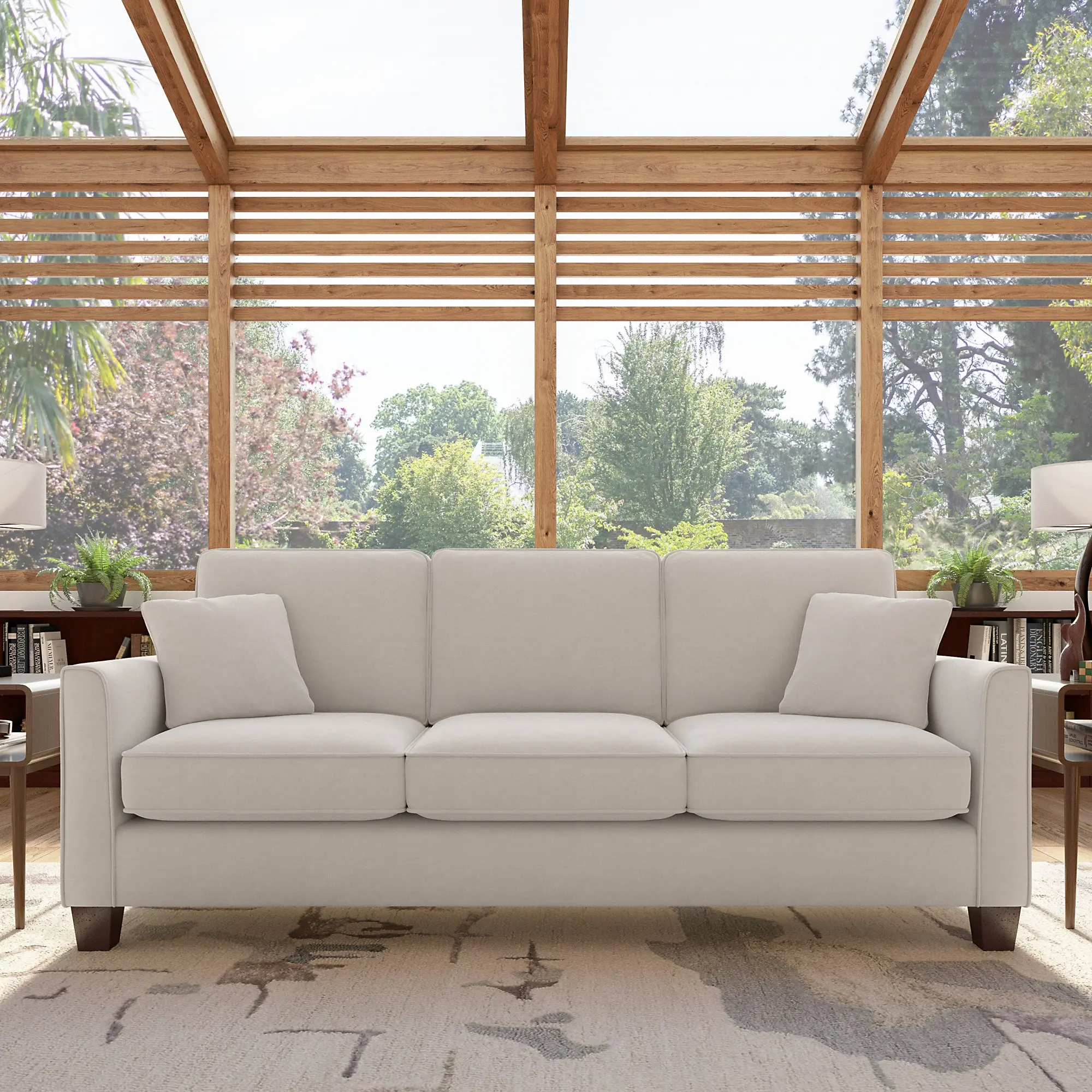 FLJ85SLBM-03K Flare Light Beige Microsuede Sofa - Bush Furniture-1