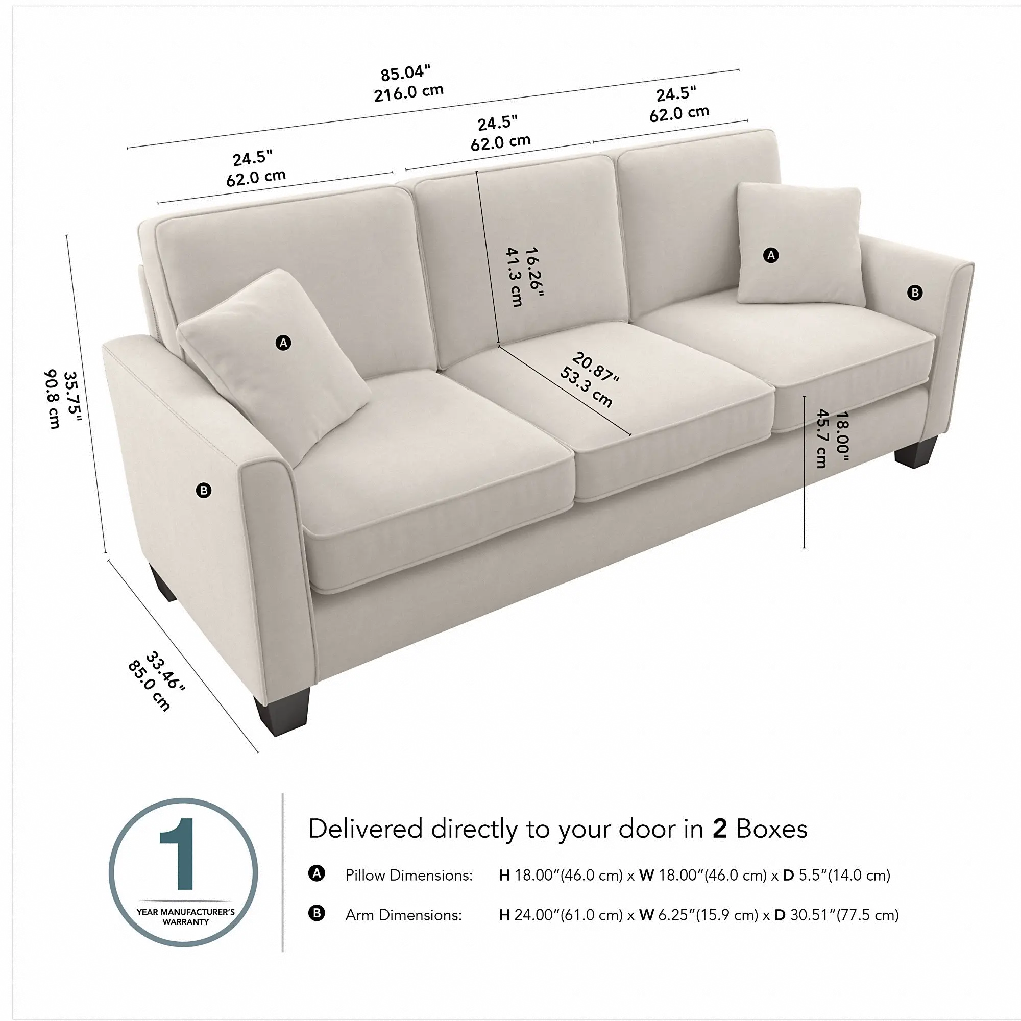 FLJ85SLBM-03K Flare Light Beige Microsuede Sofa - Bush Furniture-5