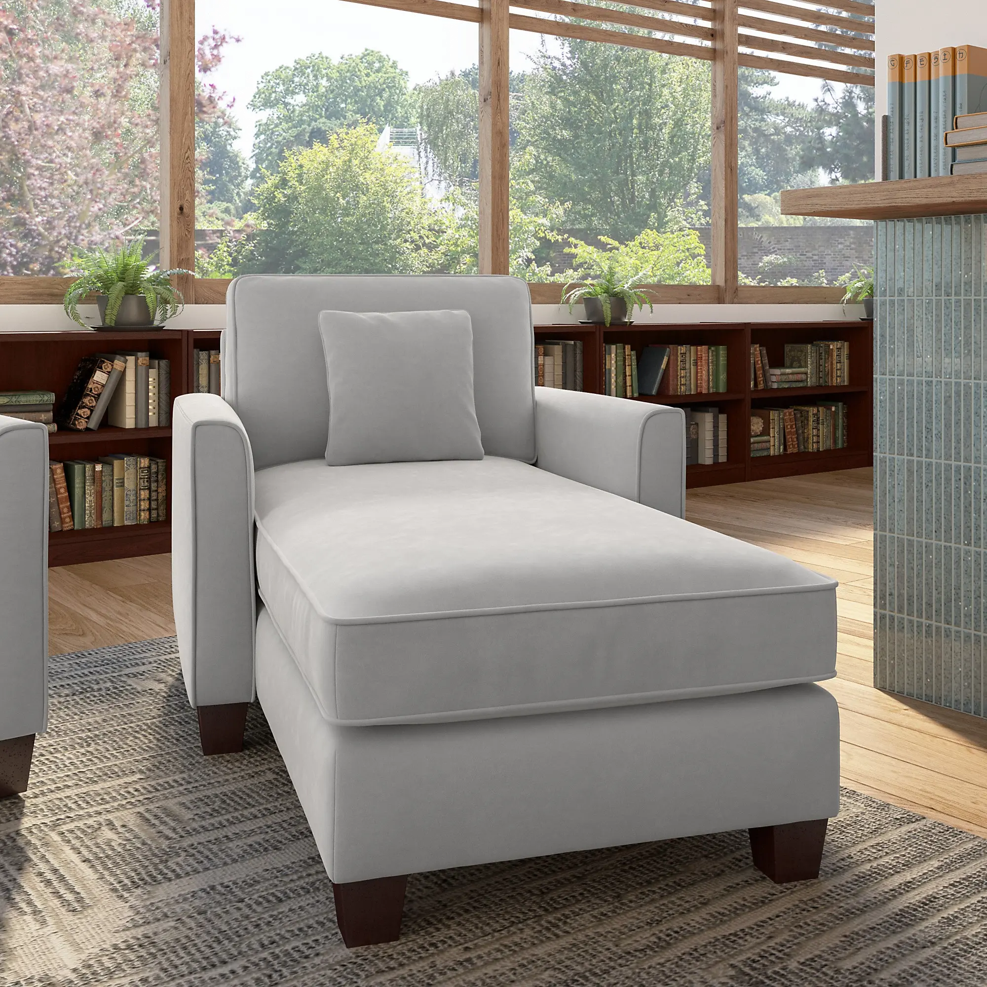 FLM41SLGM-03K Flare Light Gray Microsuede Chaise Lounge with Arms - Bush Furniture-1