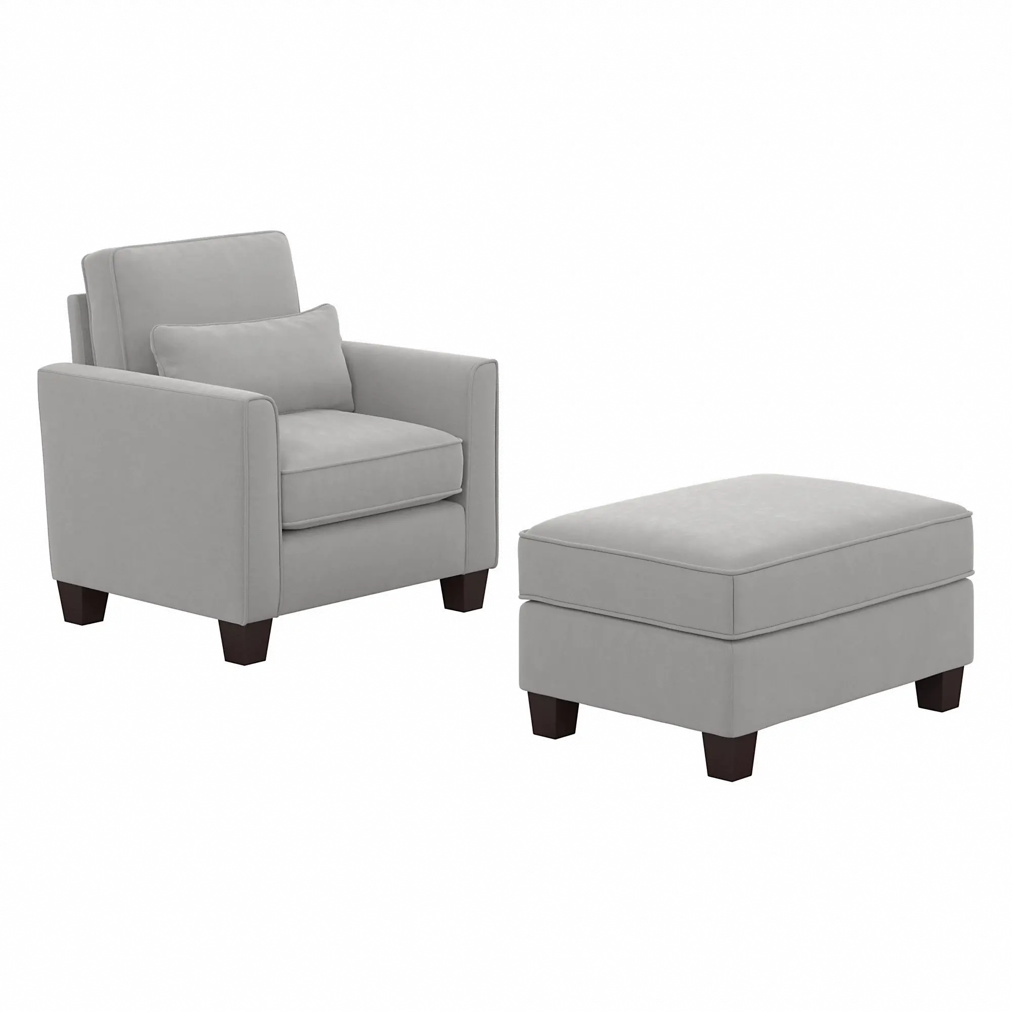 FLR010LGM Flare Light Gray Microsuede Accent Chair with Ottoman Set-2