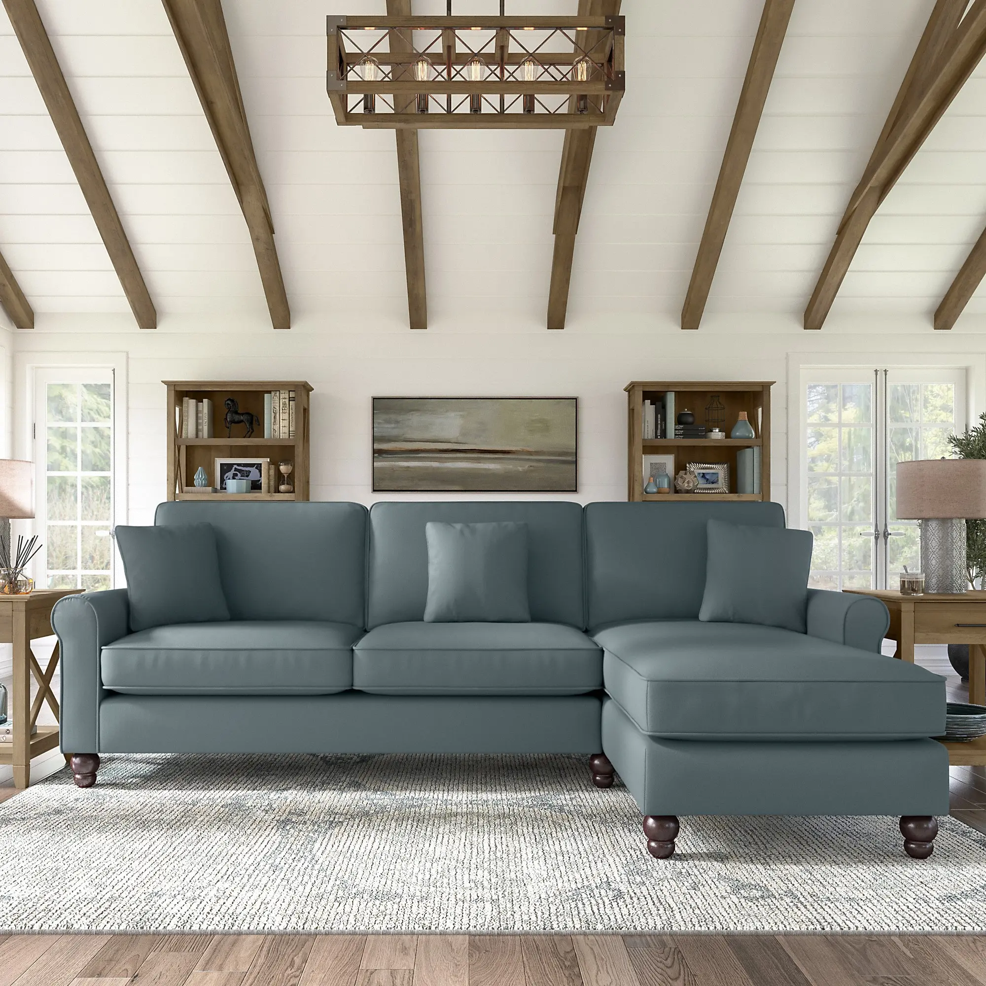 HDY102BTBH-03K Hudson Blue Sectional with Reversible Chaise Lounge - Bush Furniture-1