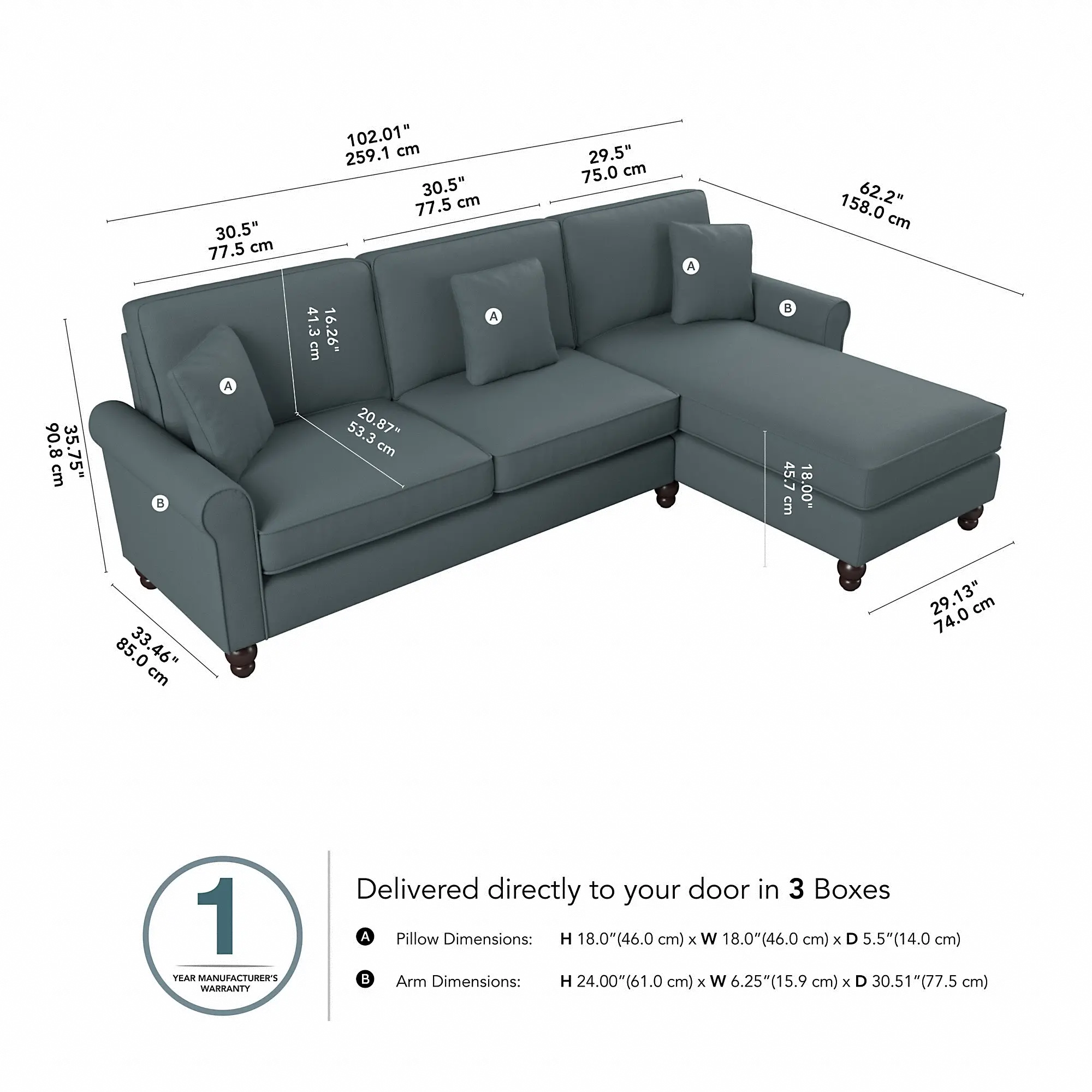 HDY102BTBH-03K Hudson Blue Sectional with Reversible Chaise Lounge - Bush Furniture-5