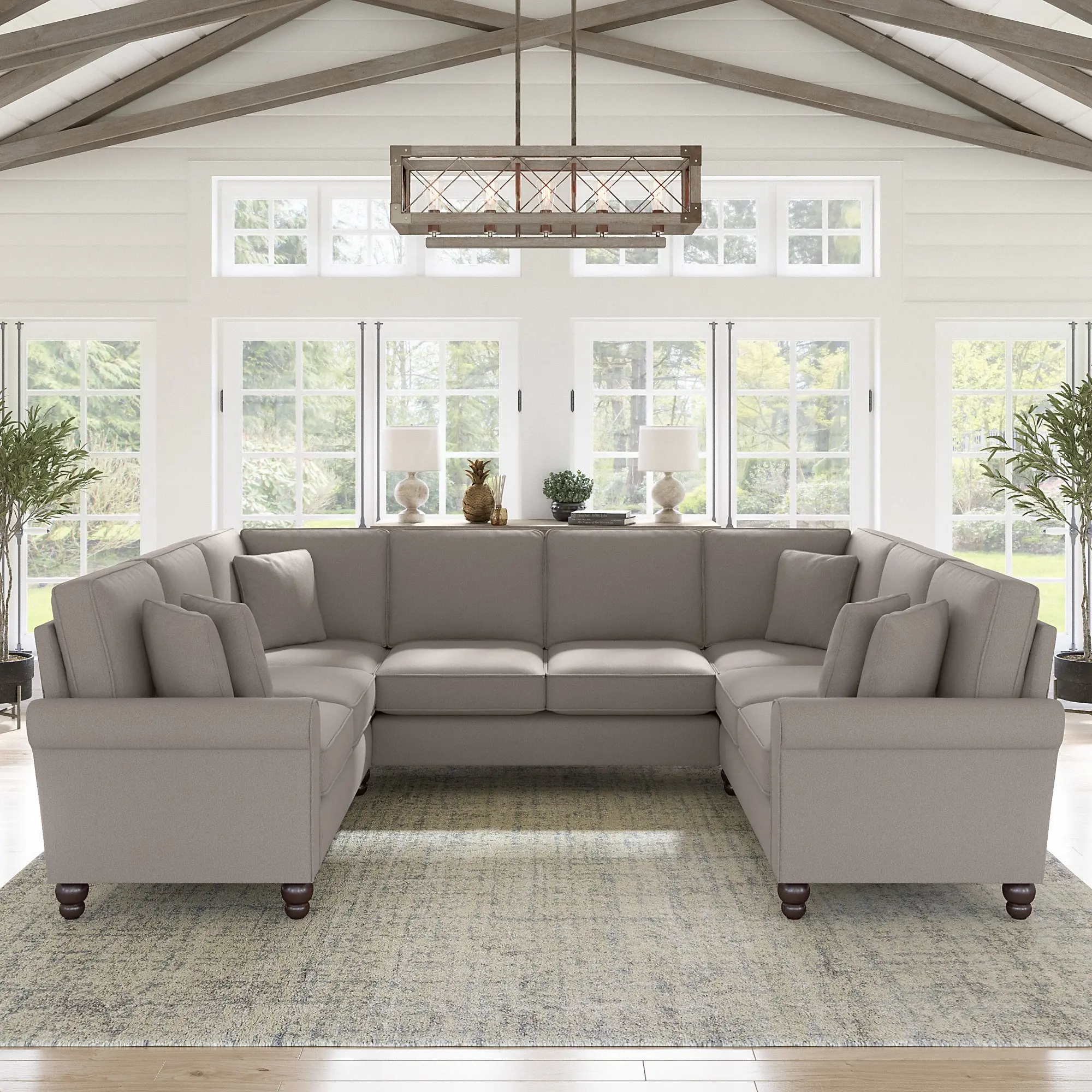 HDY112BBGH-03K Hudson Beige U Shaped Sectional - Bush Furniture-1