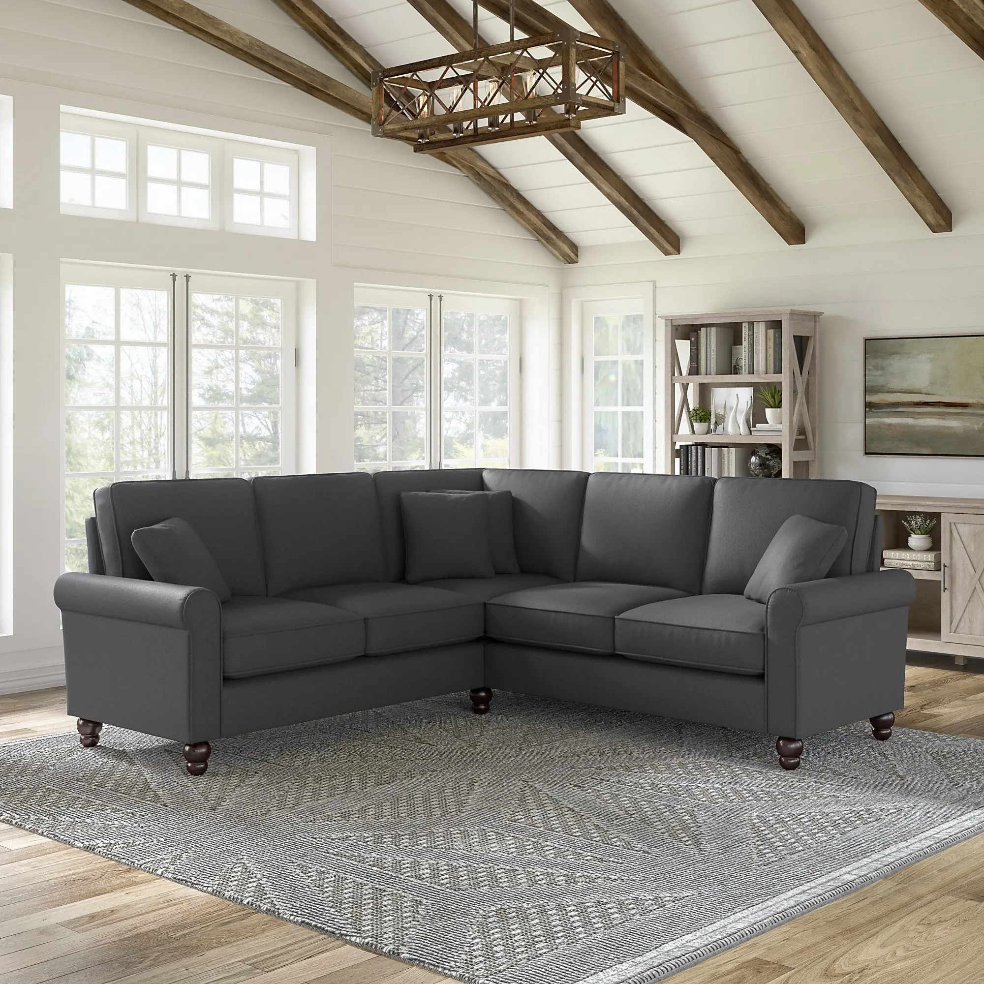 HDY86BCGH-03K Hudson Charcoal Gray L Shaped Sectional - Bush Furniture-1