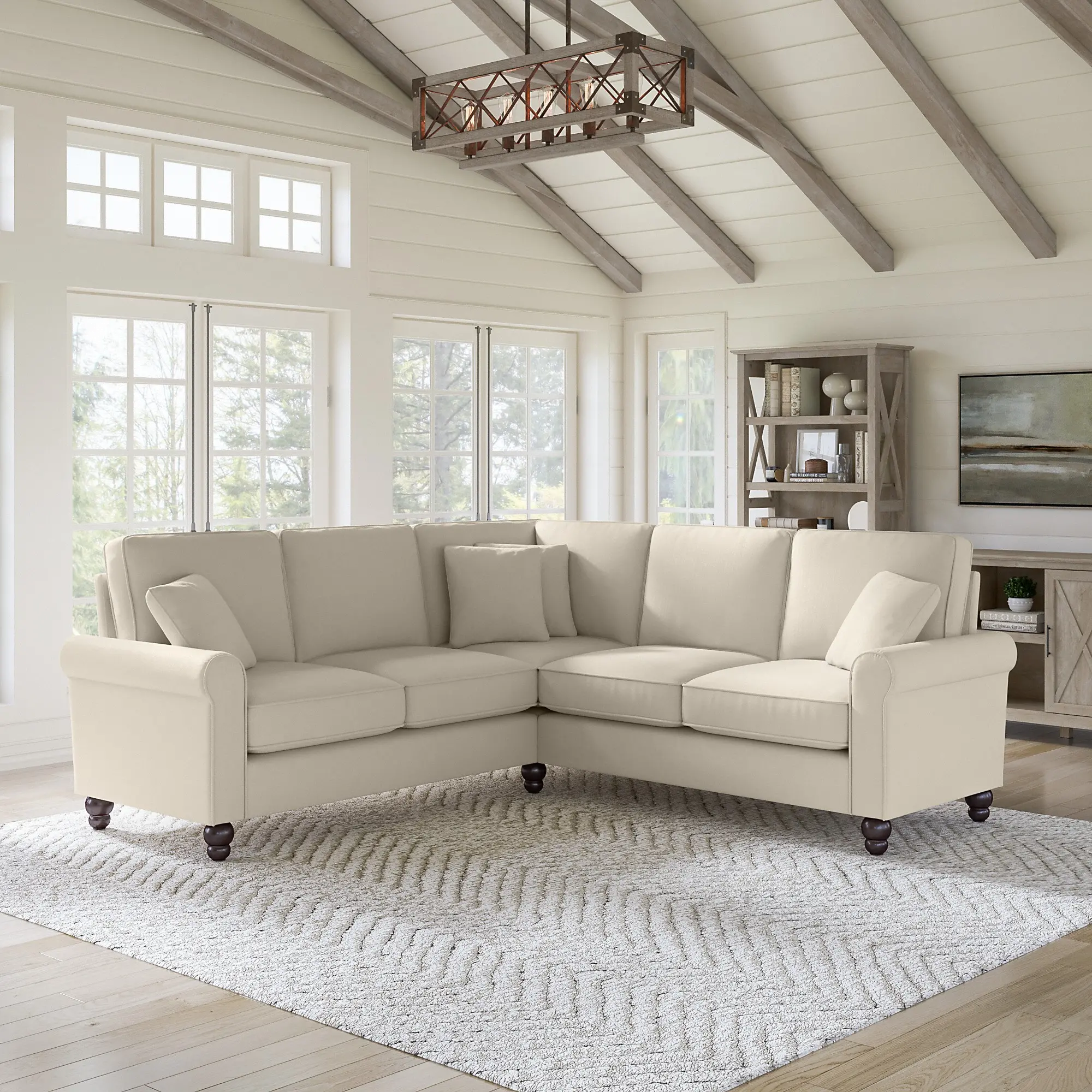 HDY86BCRH-03K Hudson Cream L Shaped Sectional - Bush Furniture-1