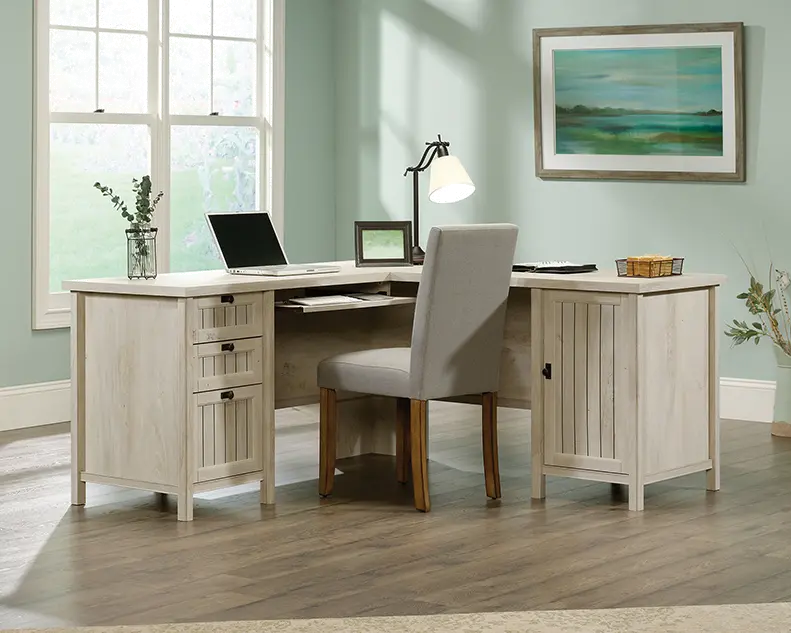 Costa Chestnut Beige L-Shaped Desk-9