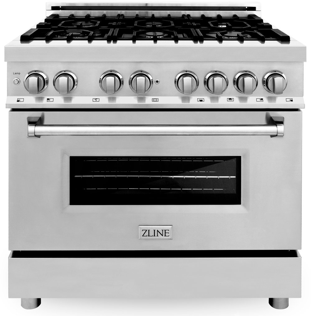 ZLINE 4.6 cu ft Dual Fuel Range - 36"W Stainless Steel 36 Inch