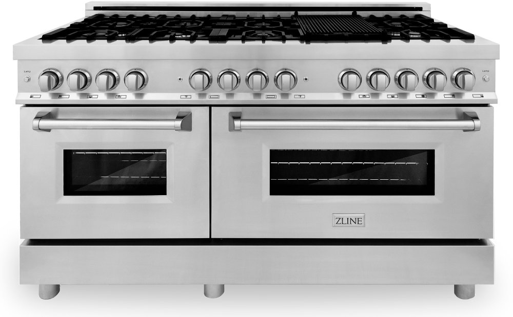 ZLINE 7.4 cu ft Dual Fuel Double Oven Range - 60"W Stainless Steel