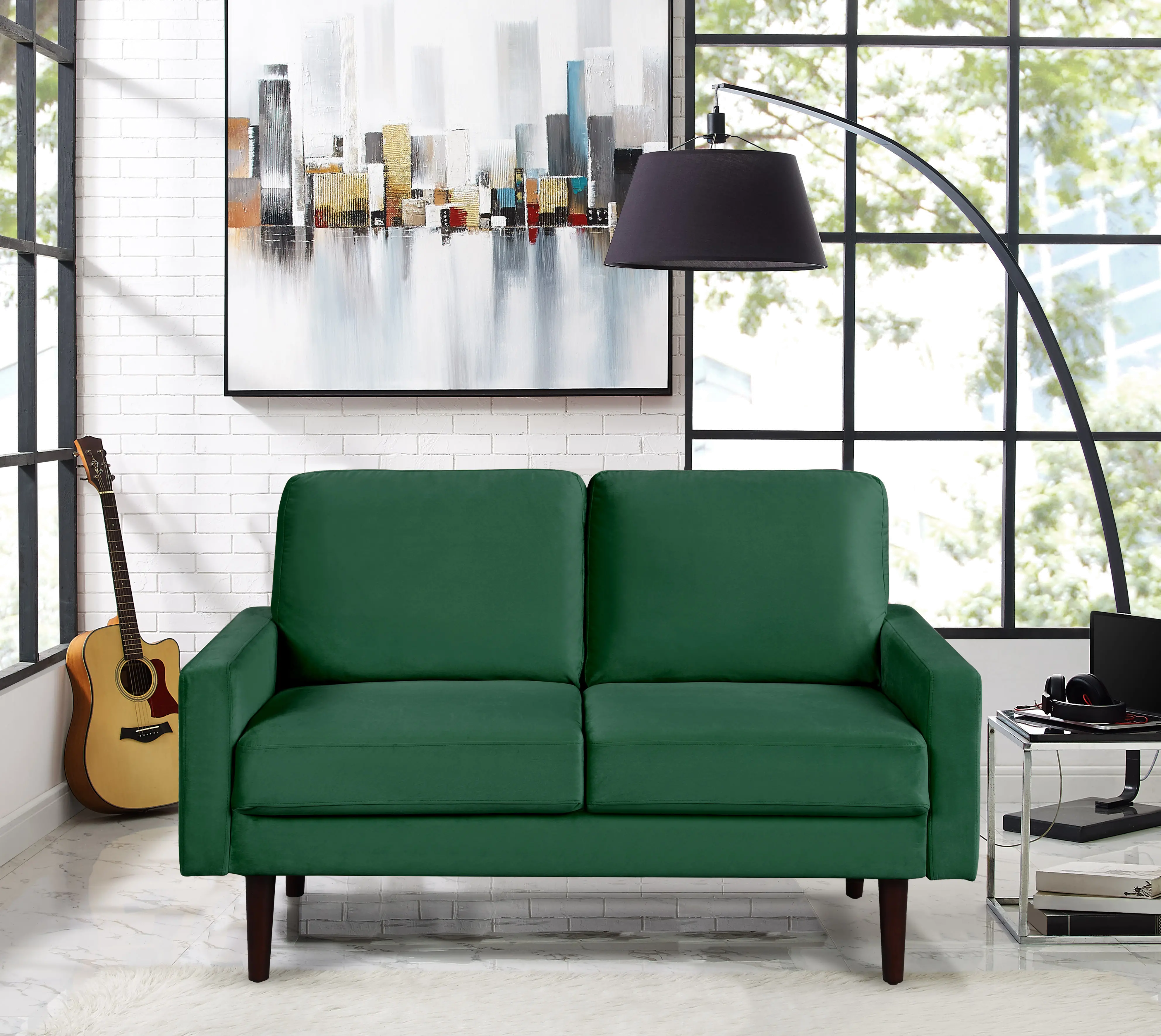 LSMLLS2KM2563 Mars Green Modern Loveseat-2