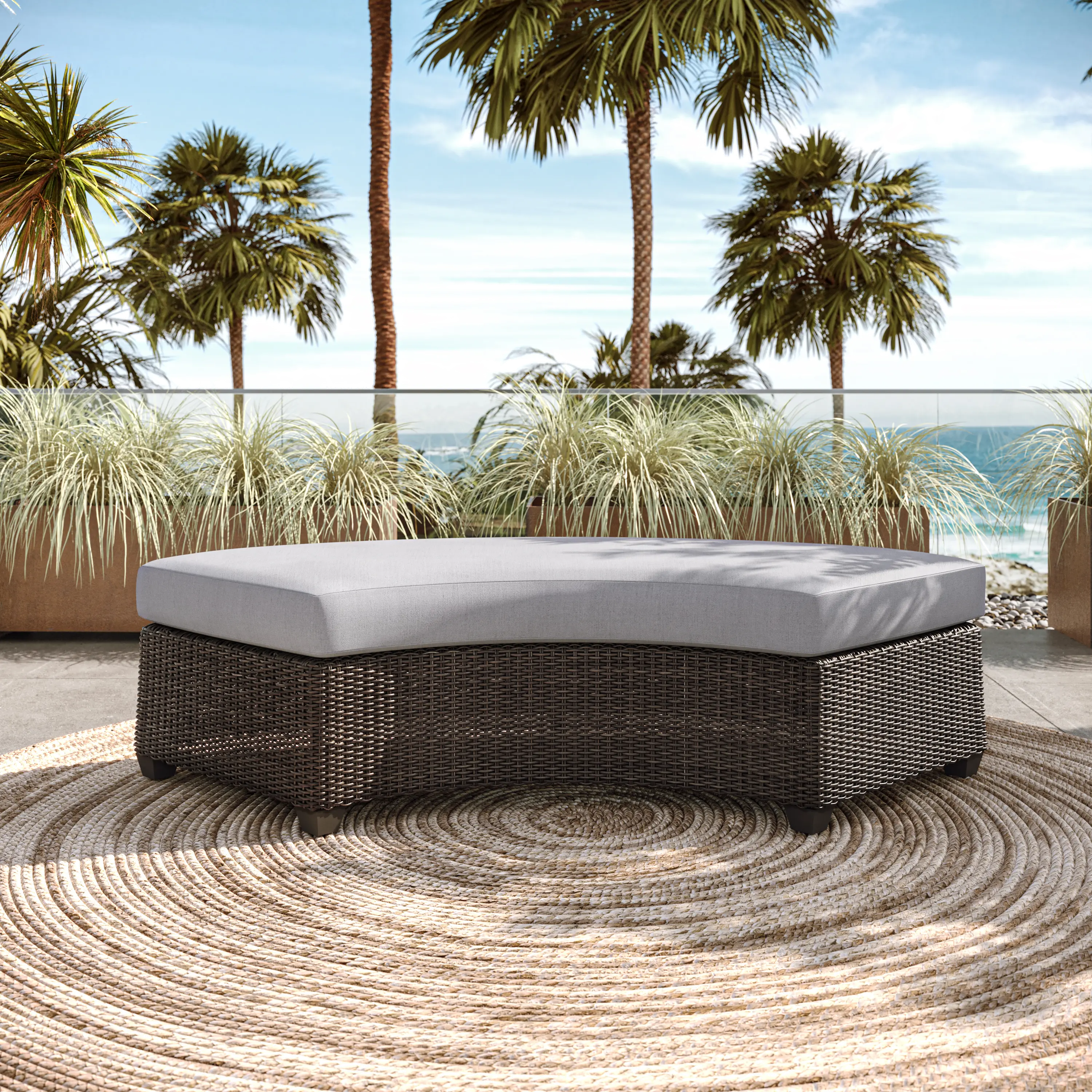 AGY07545P01/BENCH Havana Brown and Off White Patio Bench-5