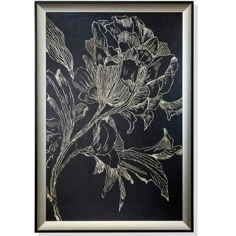 Folklore Black and Silver Flower Wall Art