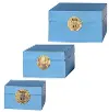 Set of 3 Blue Chinese Style Wooden Keepsake Boxes