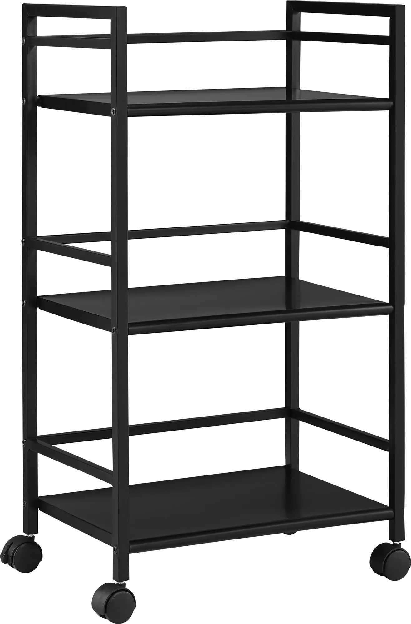 Marshall Black 3 Shelf Metal Rolling Utility Cart-4