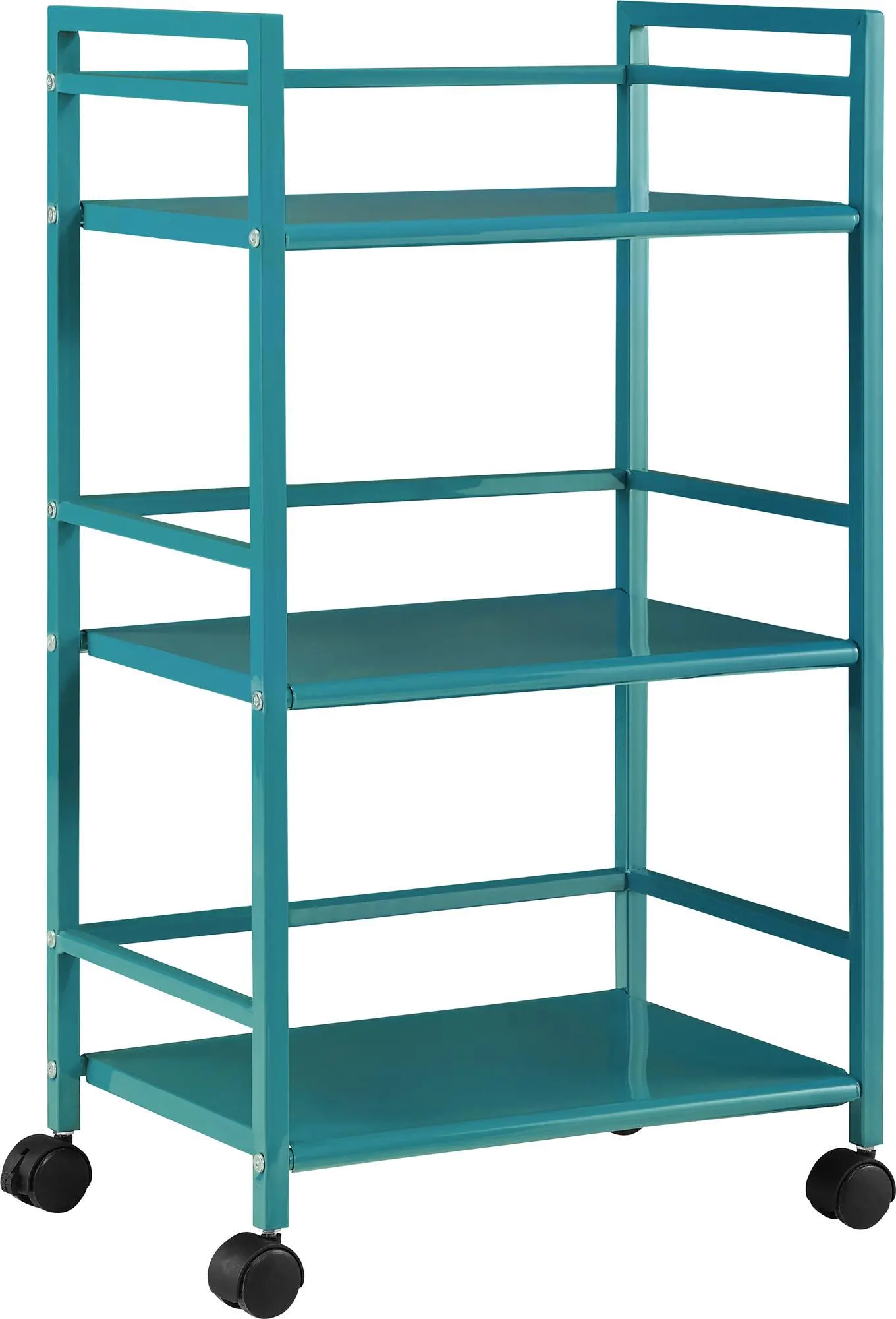 Marshall Teal 3 Shelf Metal Rolling Utility Cart-4