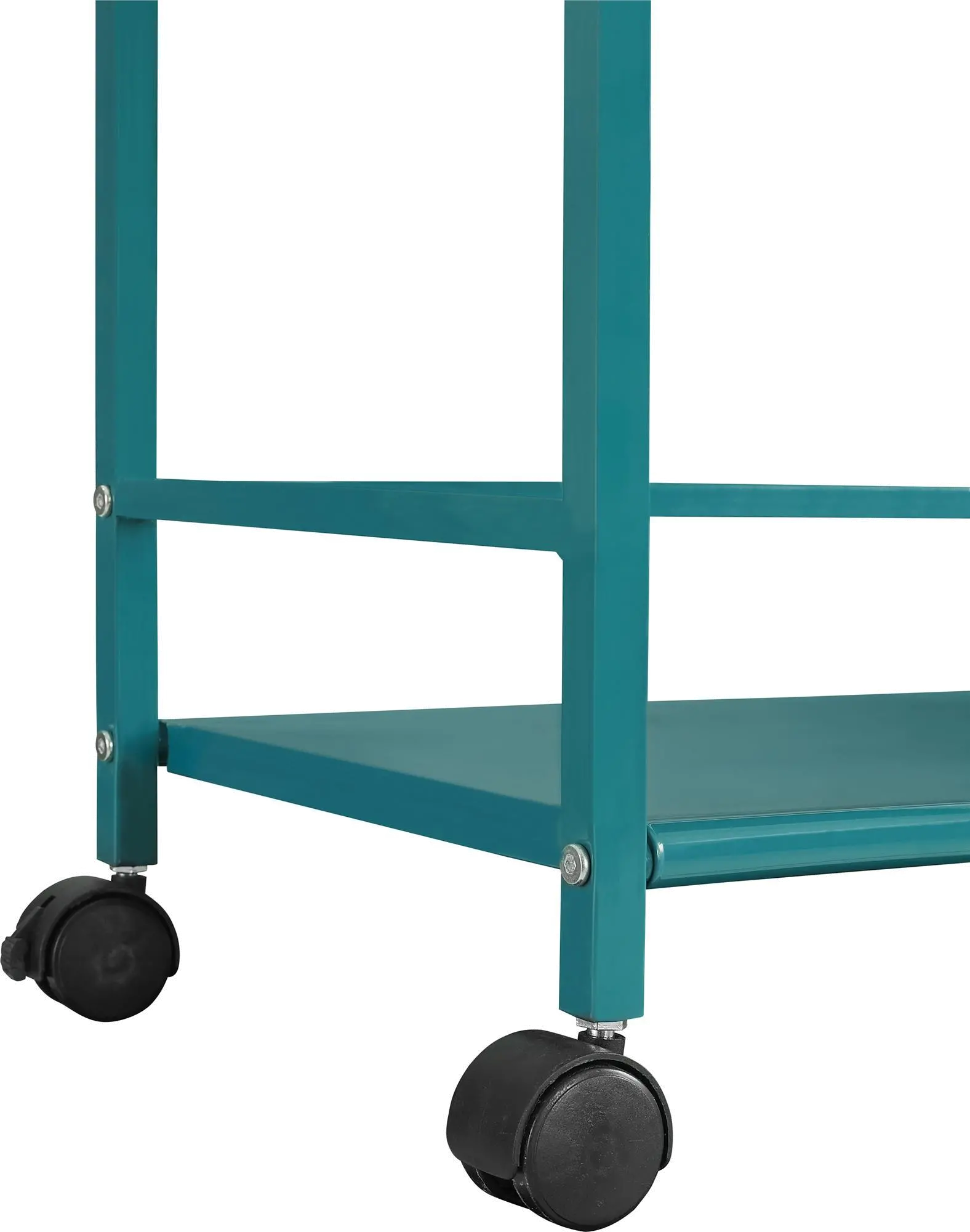 Marshall Teal 3 Shelf Metal Rolling Utility Cart-5
