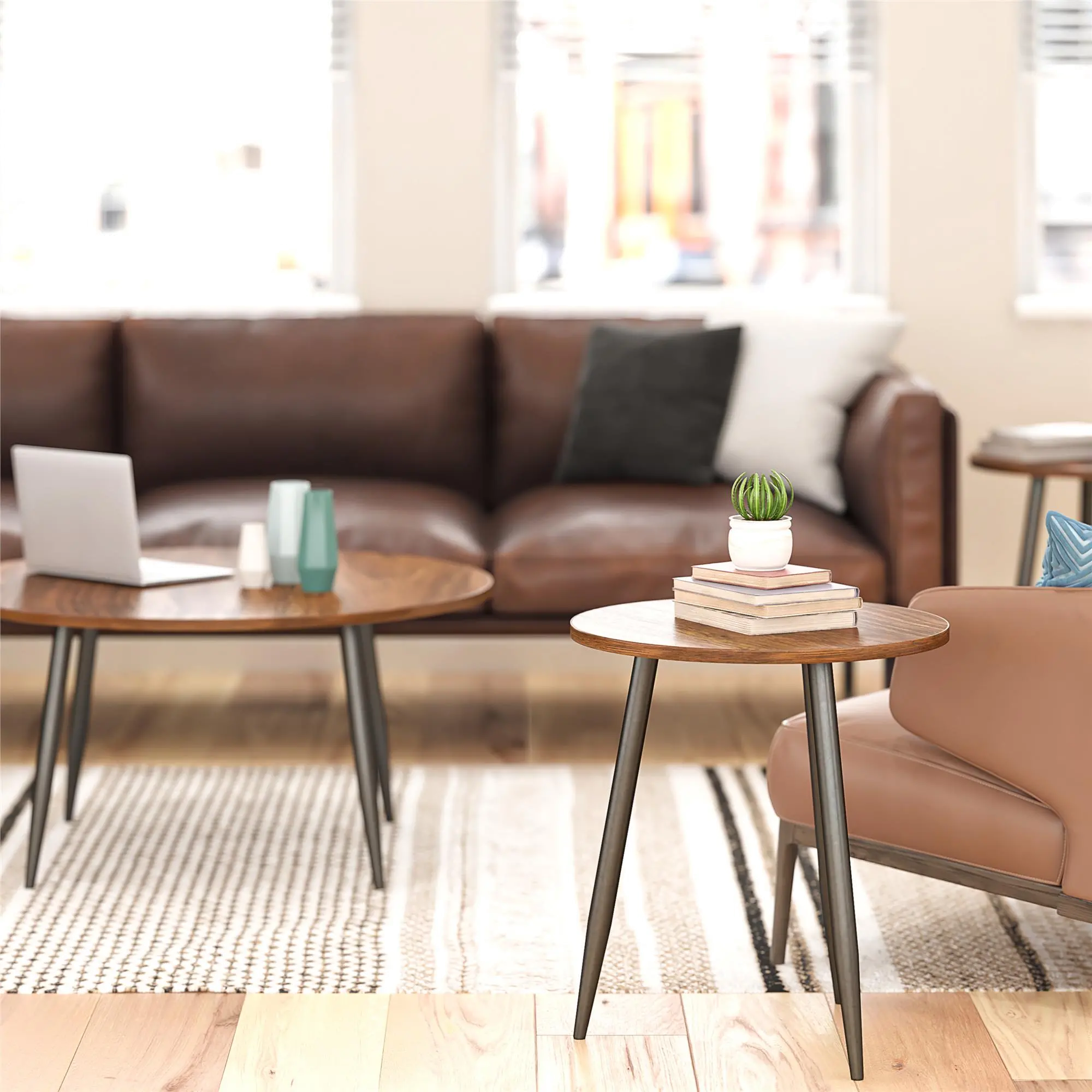 Morley Walnut Coffee Table and End Table Set-3