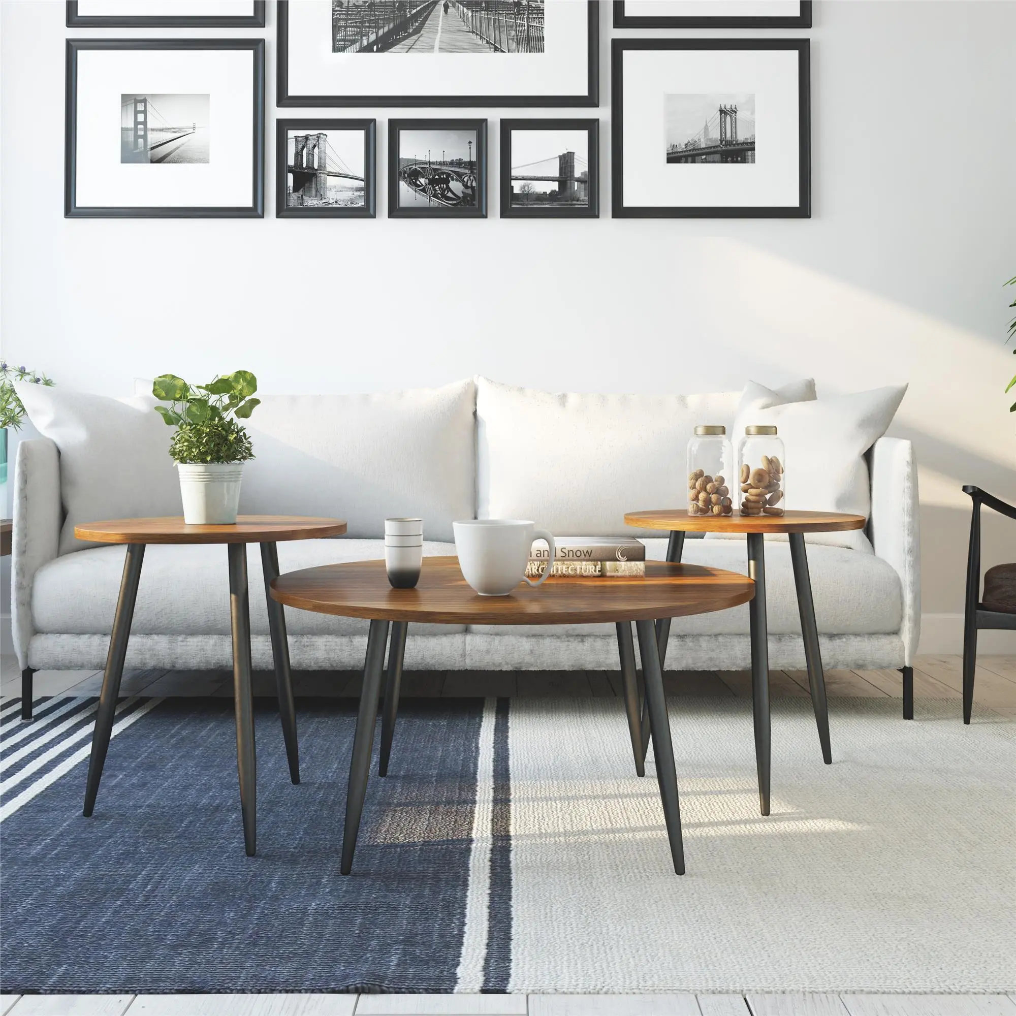 Morley Walnut Coffee Table and End Table Set-4