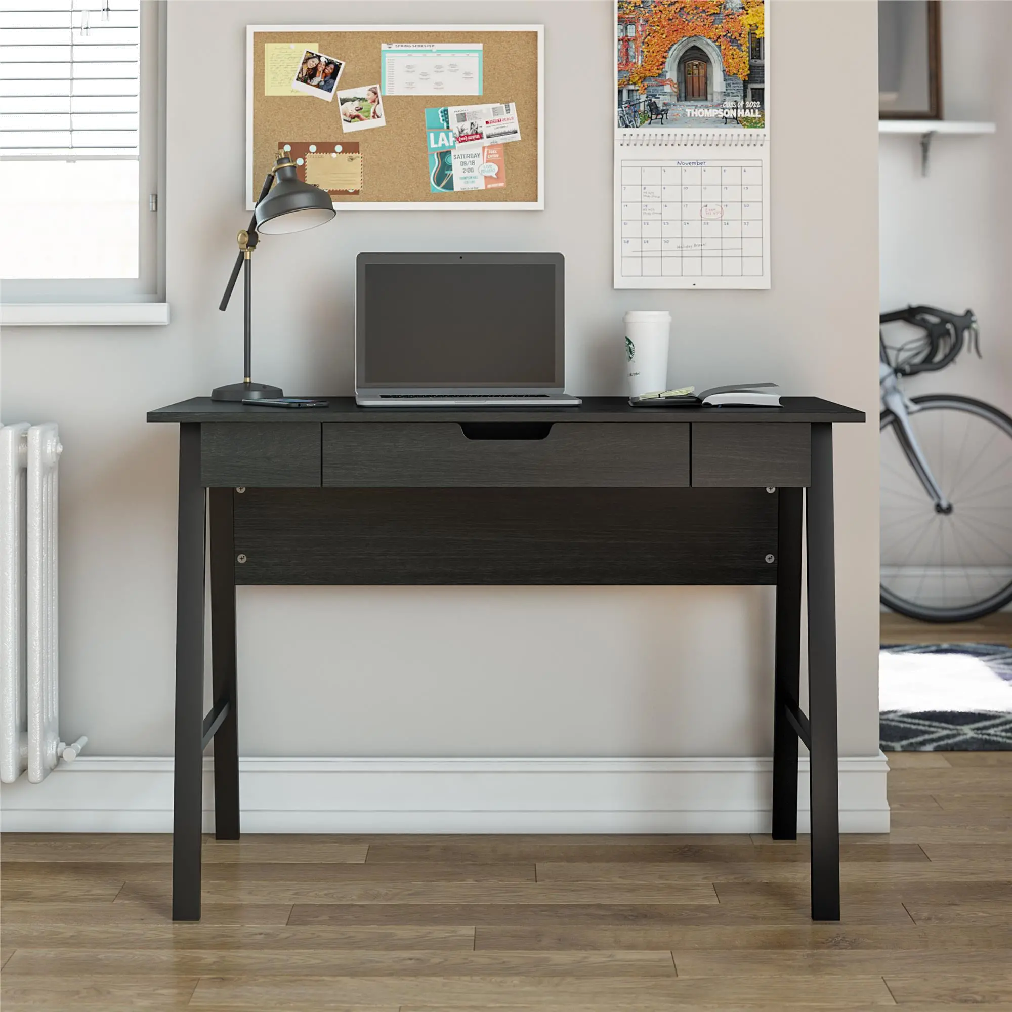 Oxford Black Oak Computer Desk with Drawer-2