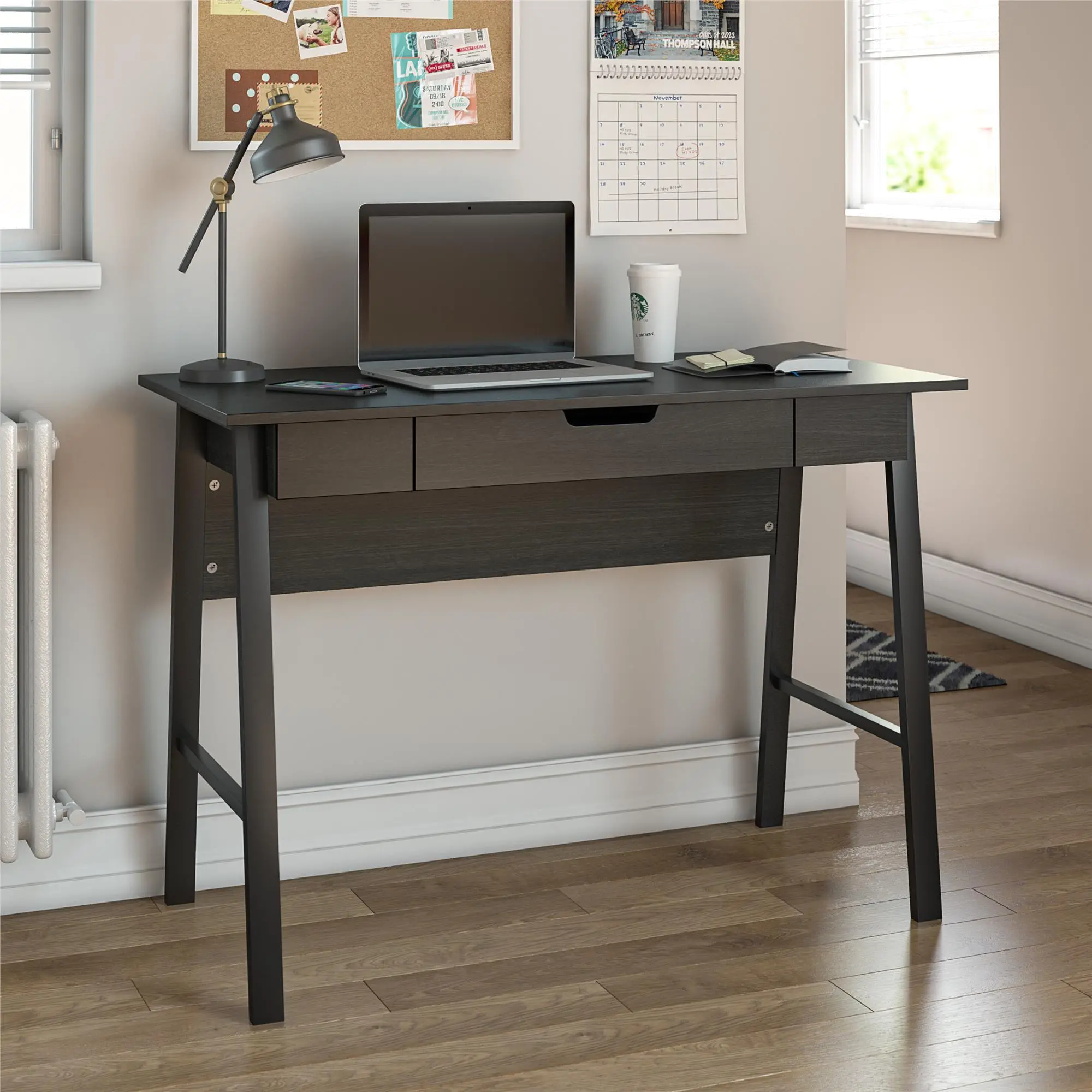 Oxford Black Oak Computer Desk with Drawer-3