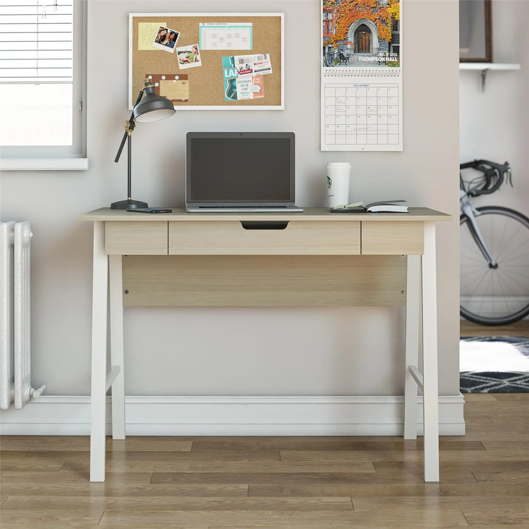 Oxford Pale Oak Computer Desk with Drawer-2
