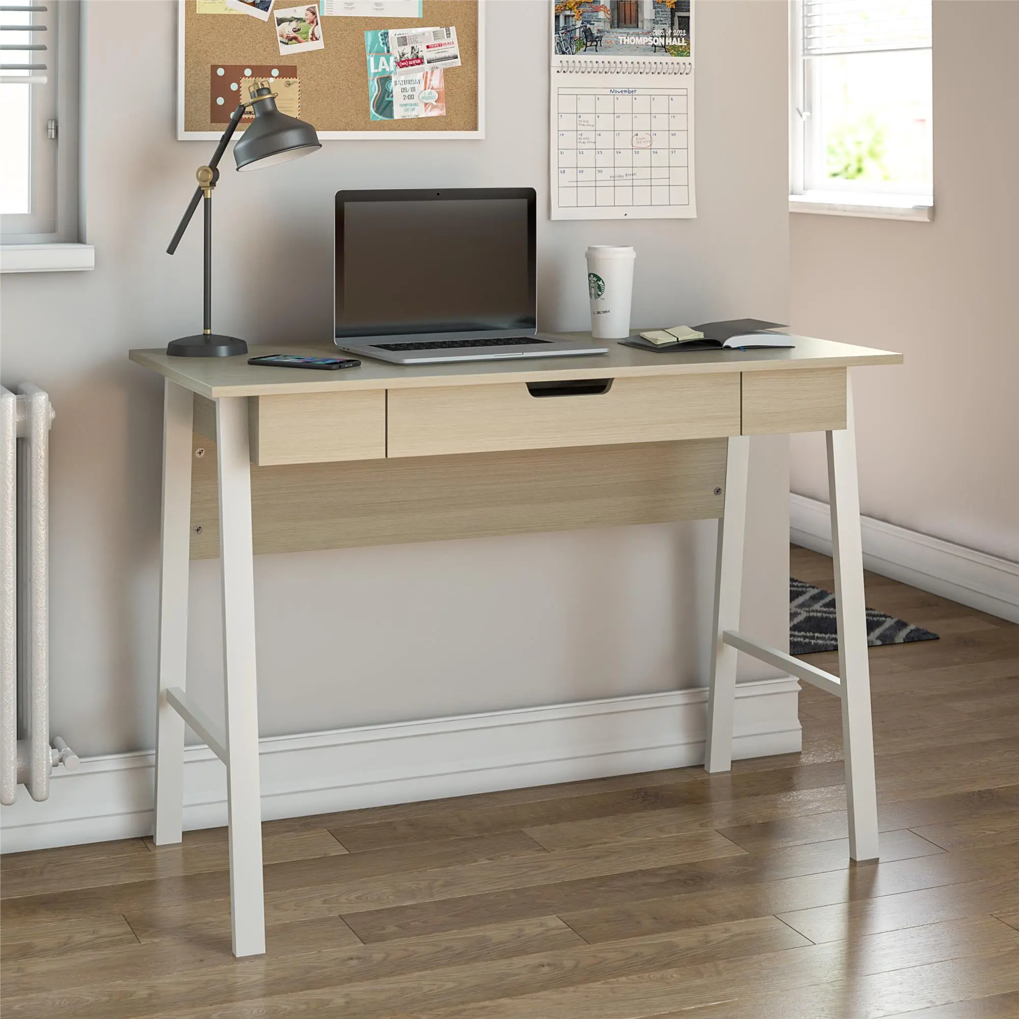 Oxford Pale Oak Computer Desk with Drawer-3