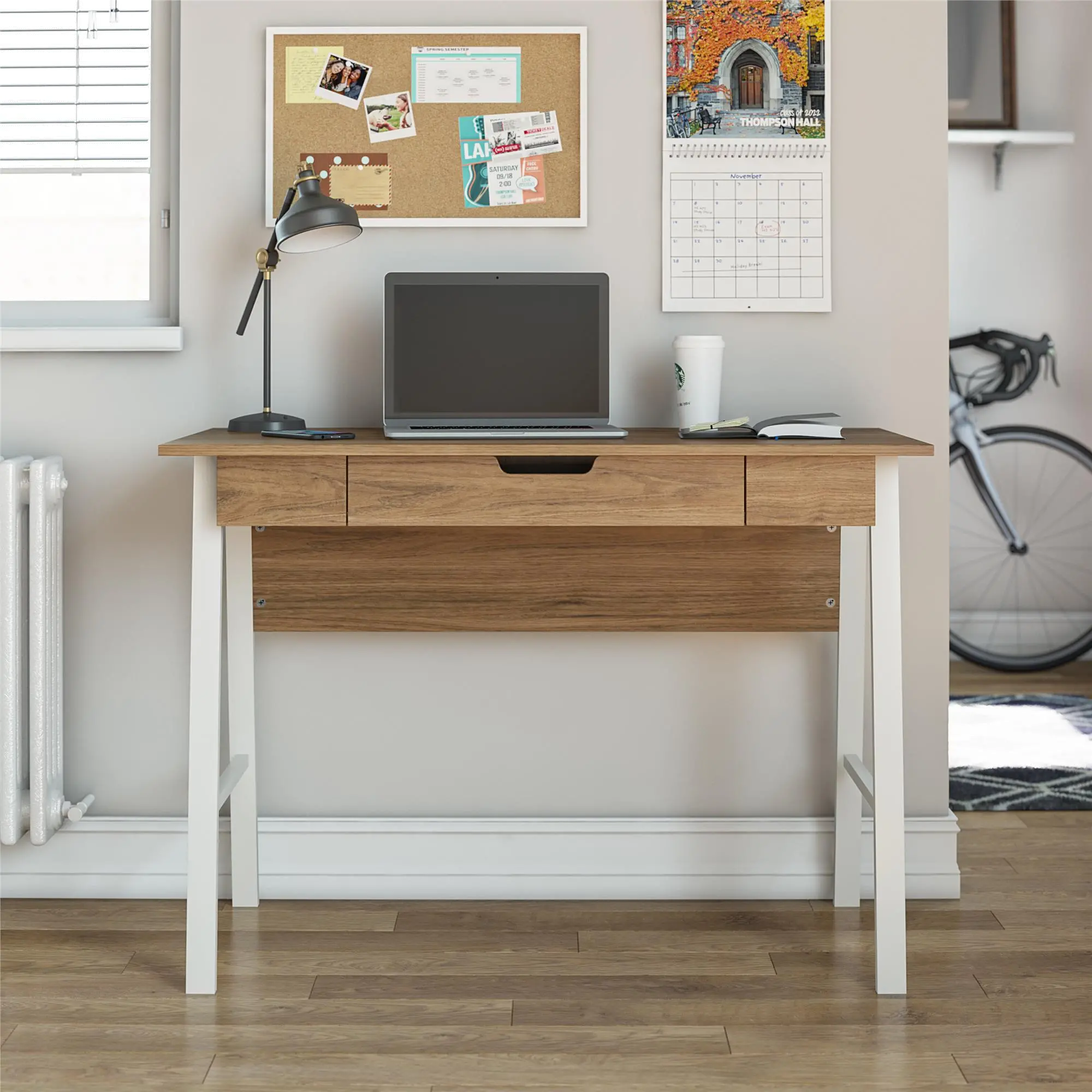 Oxford Walnut Computer Desk with Drawer-2
