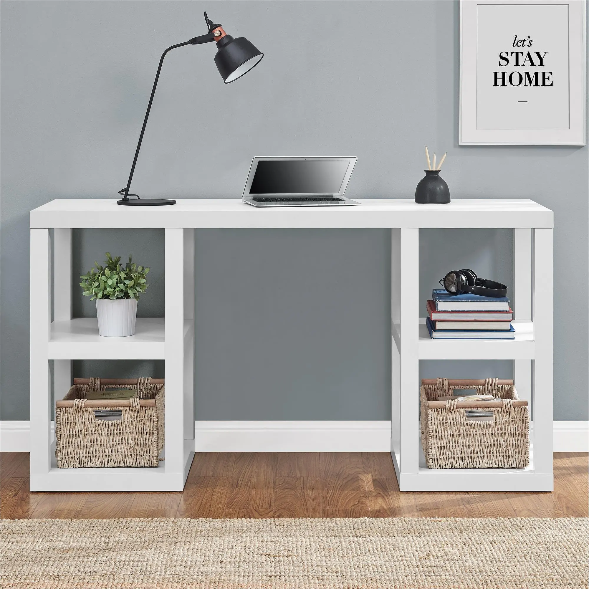 Parsons White Double Pedestal Computer Desk-2