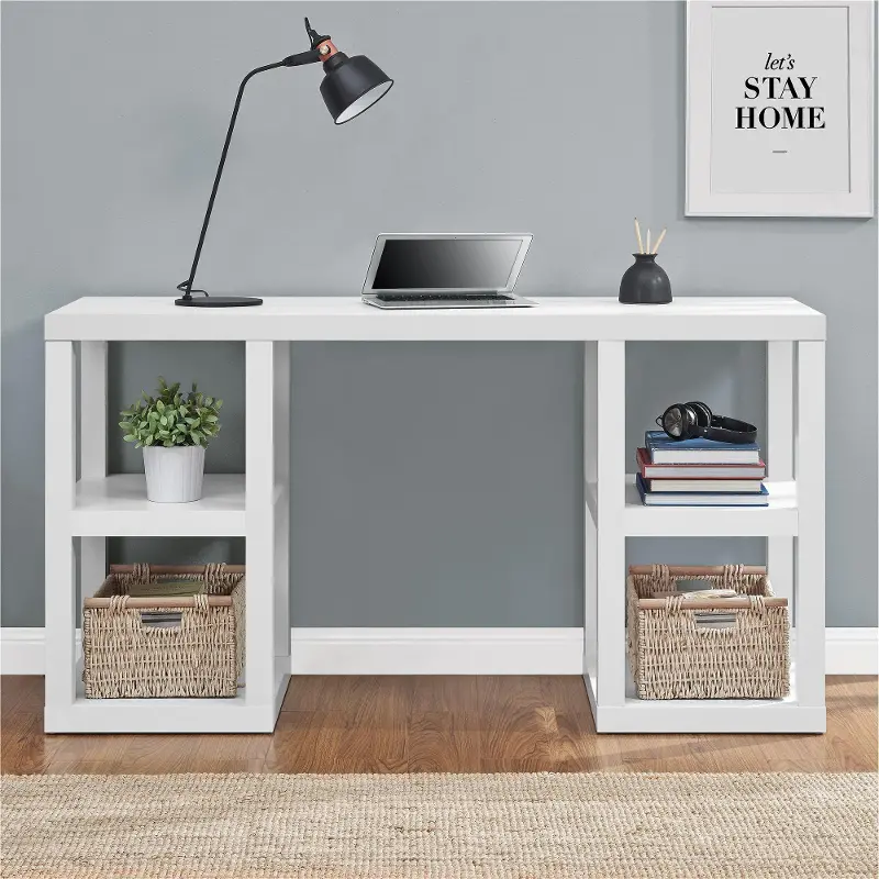 Parsons White Double Pedestal Computer Desk