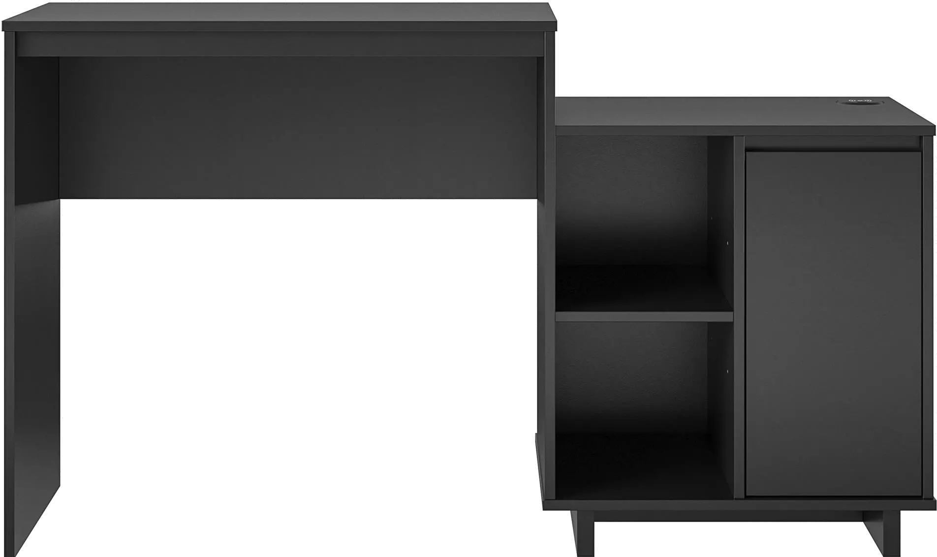 Ravelston Black Computer Desk with Cabinet and Wireless Charging Port-4