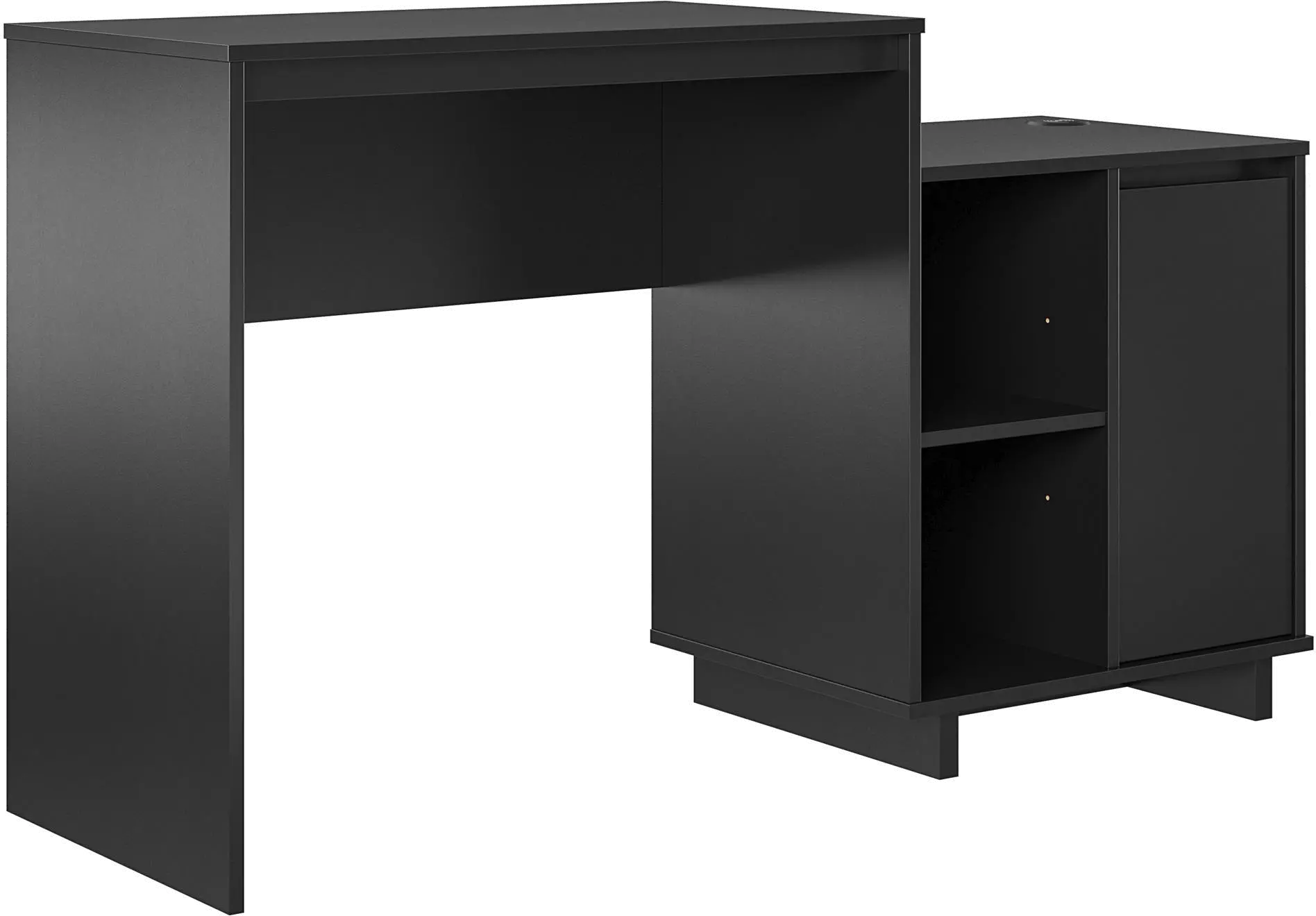 Ravelston Black Computer Desk with Cabinet and Wireless Charging Port-1
