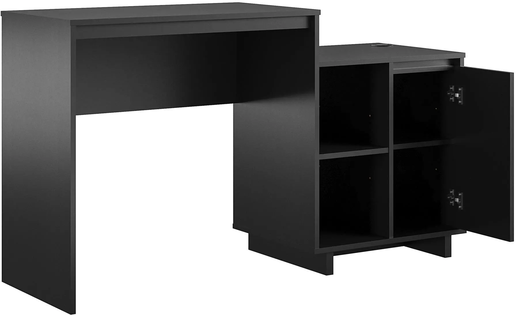 Ravelston Black Computer Desk with Cabinet and Wireless Charging Port-5