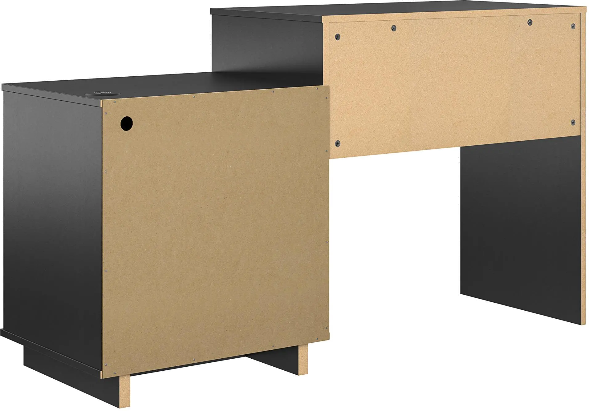 Ravelston Black Computer Desk with Cabinet and Wireless Charging Port-6