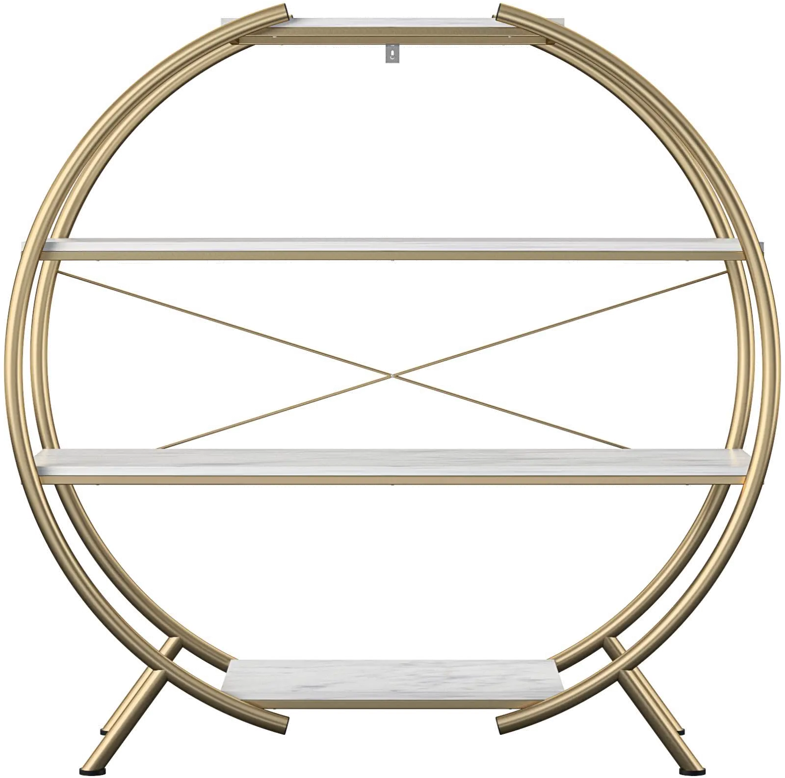Amelia White Marble Round Bookcase-1