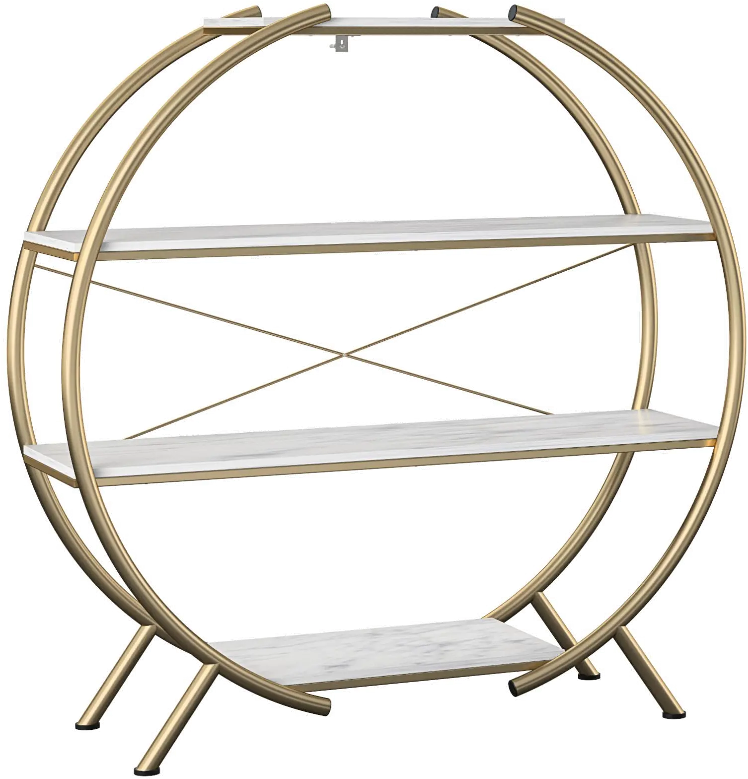 Amelia White Marble Round Bookcase-5
