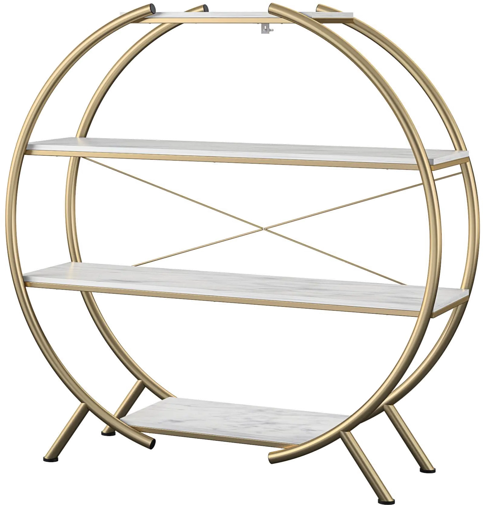 Amelia White Marble Round Bookcase-6