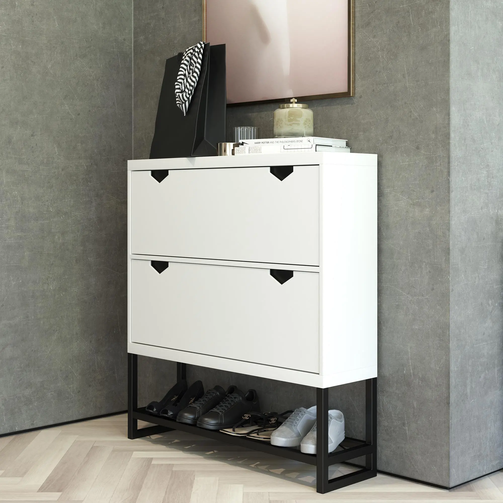 Brielle White Entryway Shoe Storage-2