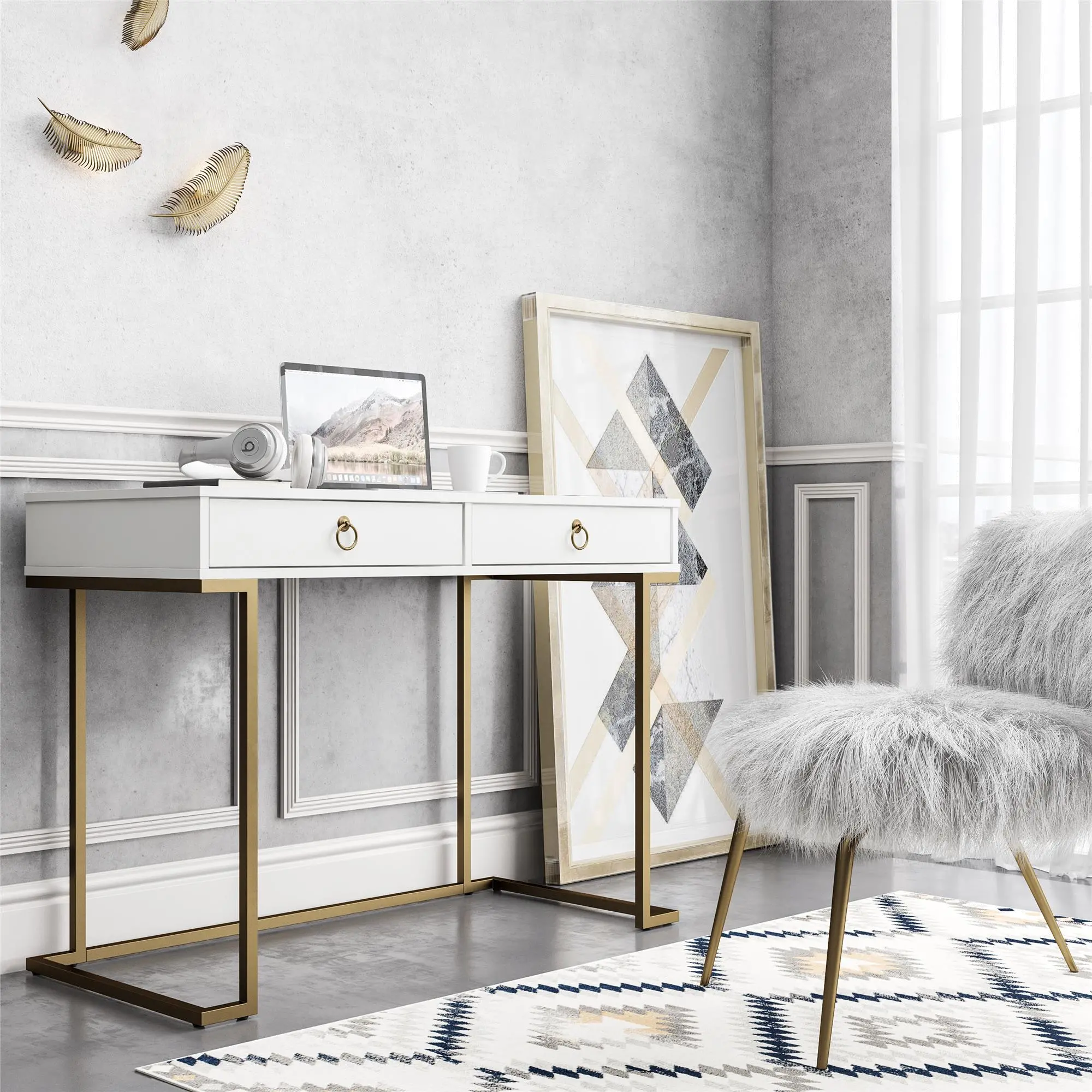 Camila White Writing Desk-2
