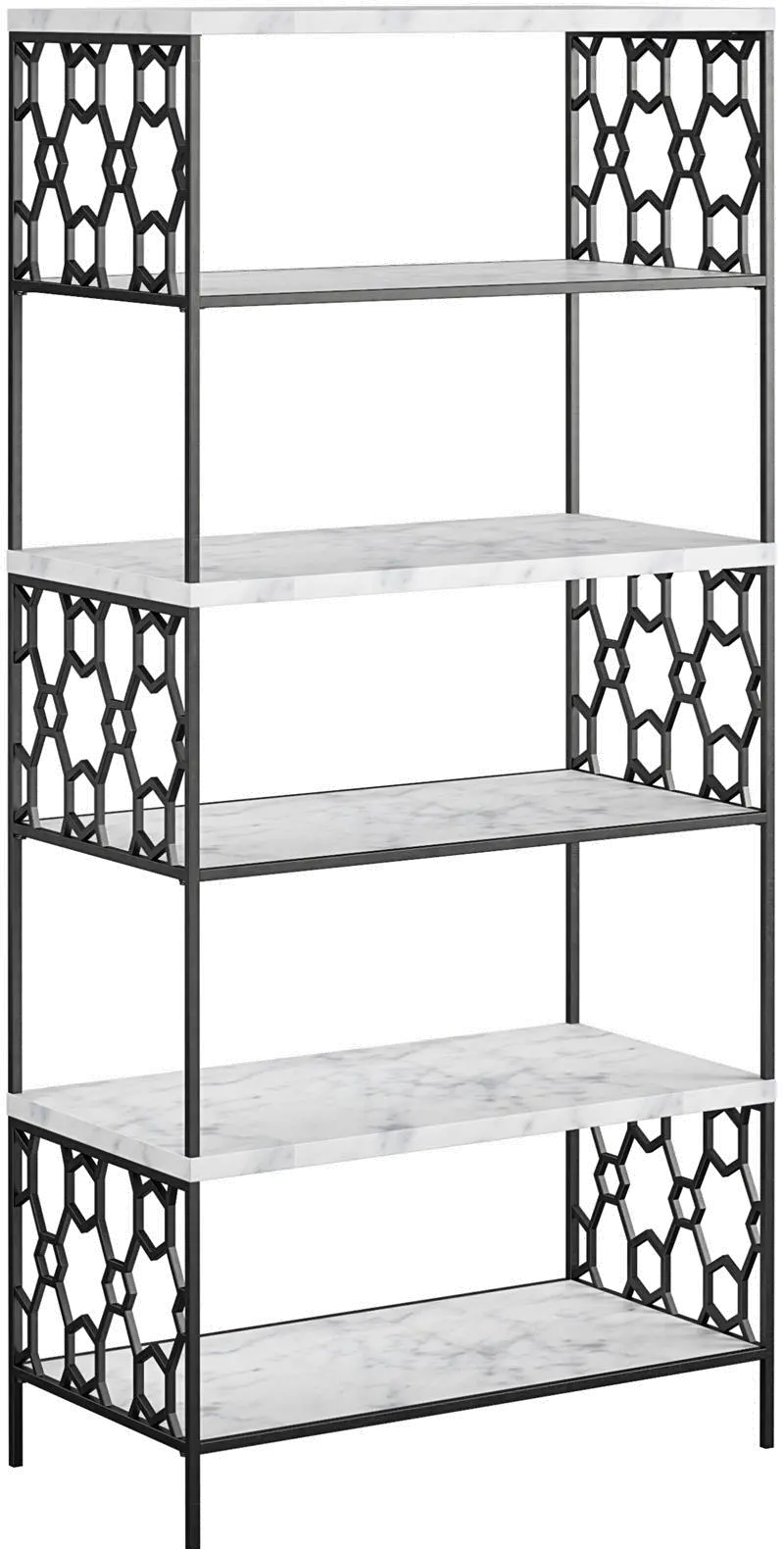 Ella White Marble 5 Shelf Bookcase-5