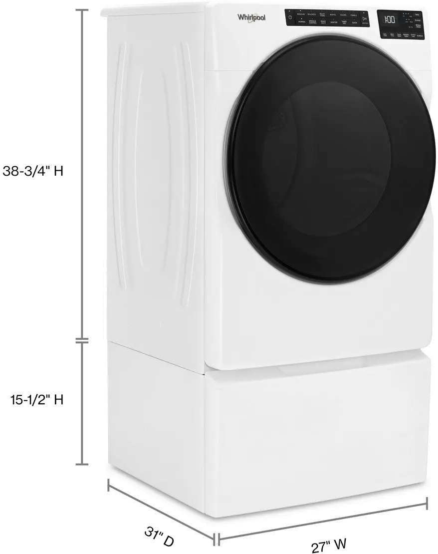 WGD5605MW Whirlpool 7.4 cu ft Gas Dryer - White W5605-12