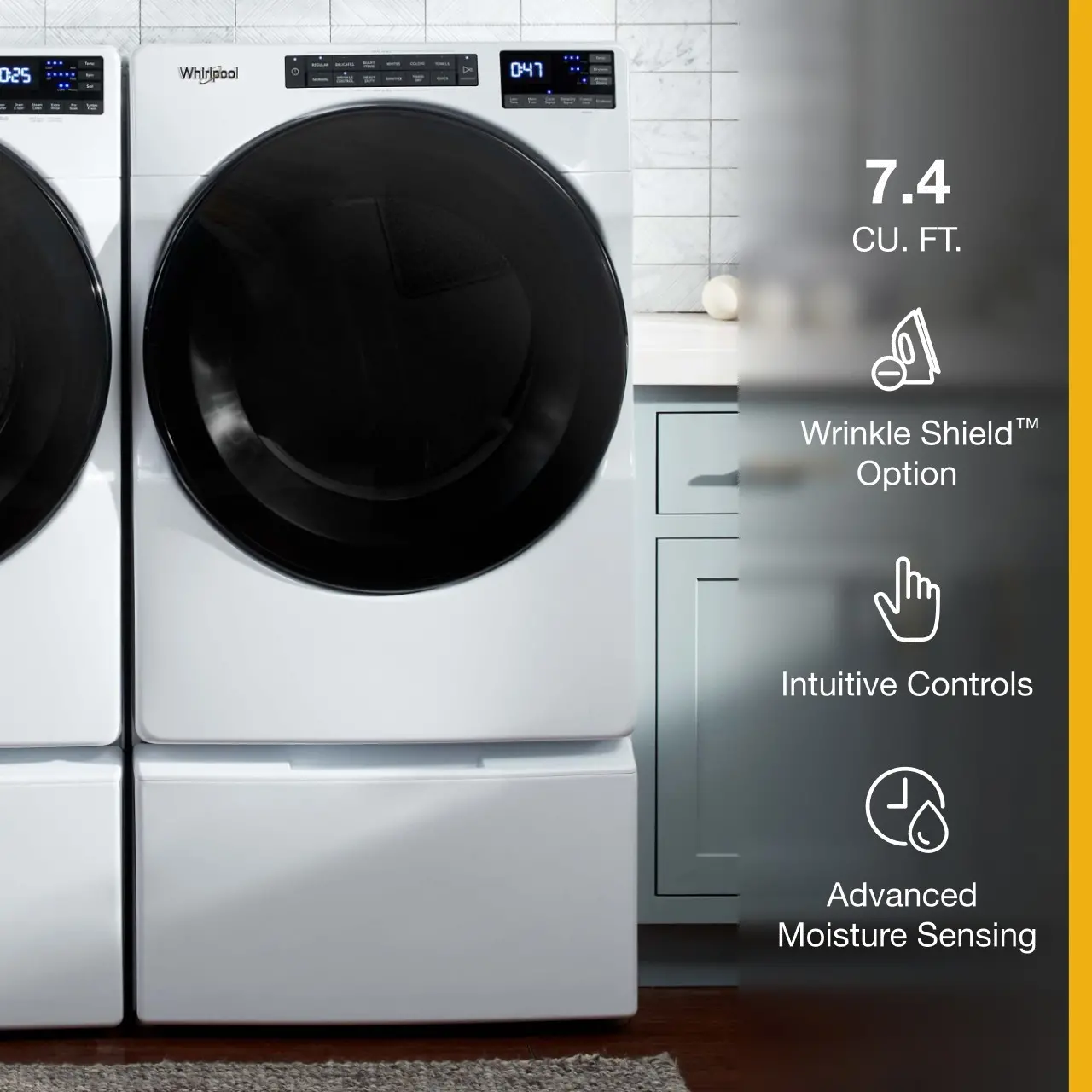 WGD5605MW Whirlpool 7.4 cu ft Gas Dryer - White W5605-8