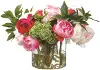 Mixed Pink and White Peonies with Glass Vase