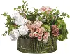 Pink and White 14  Hydrangea Mixed Rose and Vase Arrangement